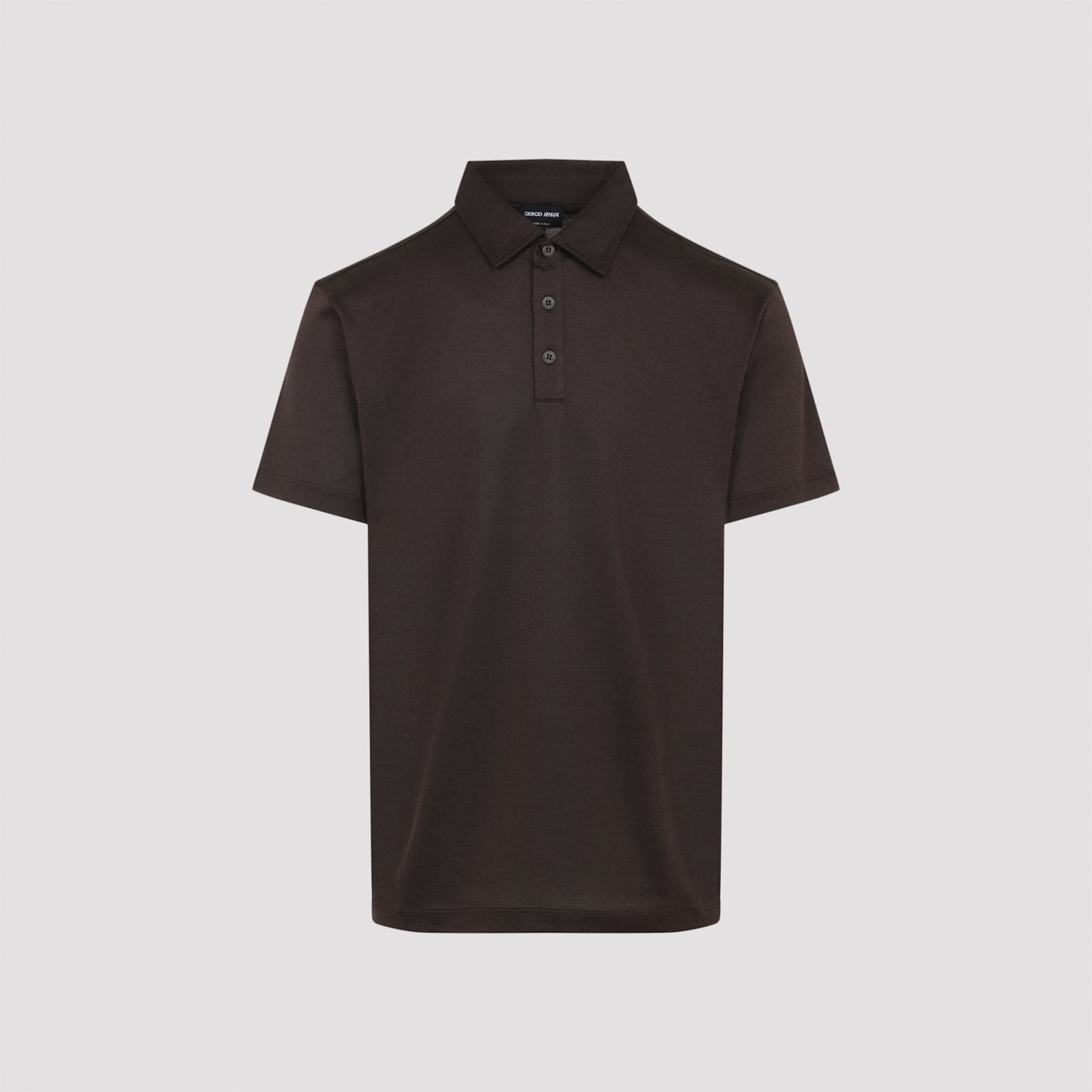 Giorgio Armani Silk Cotton Polo Shirt With Regular Fit In Brown