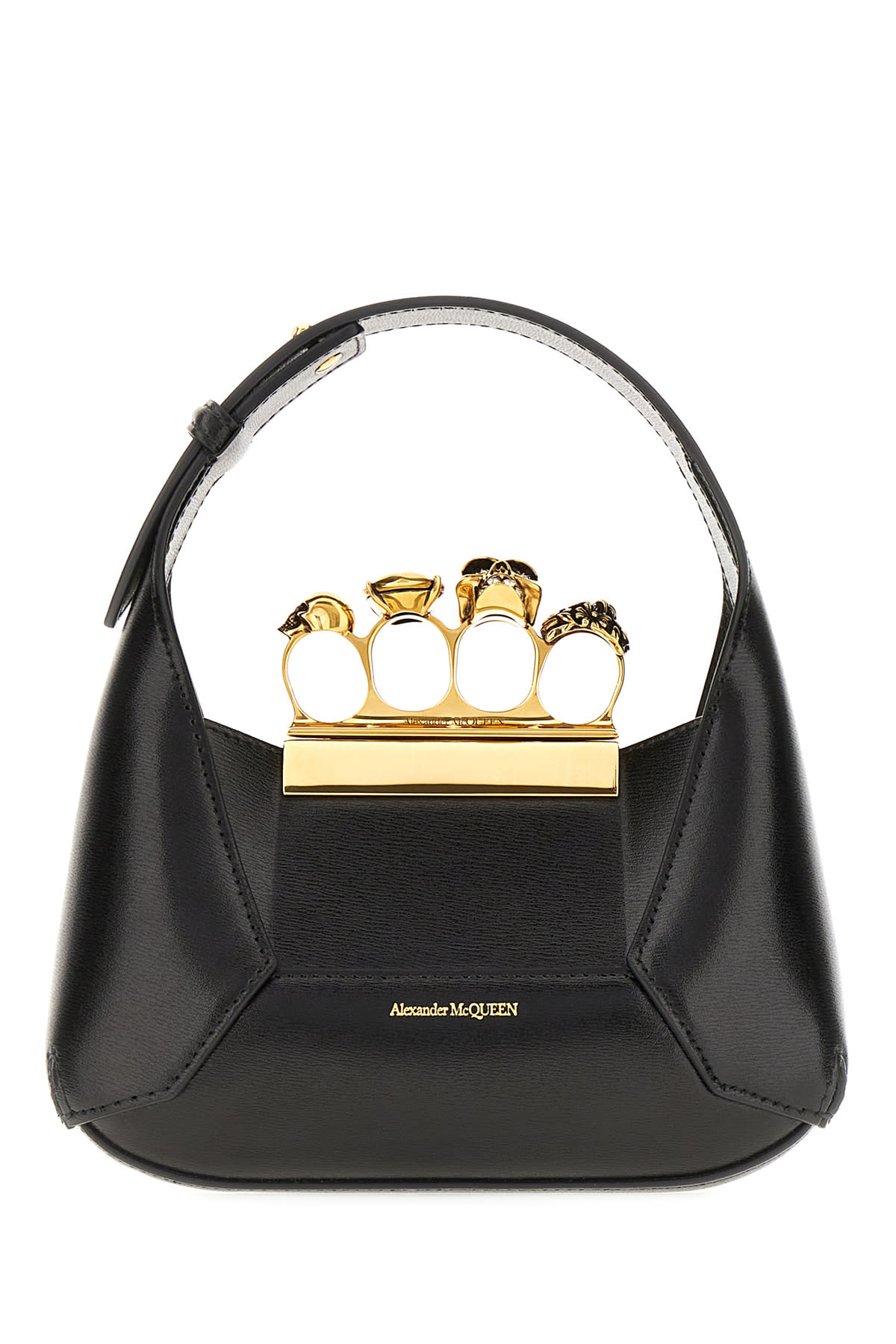 ALEXANDER MCQUEEN BLACK LEATHER THE JEWELLED HANDBAG