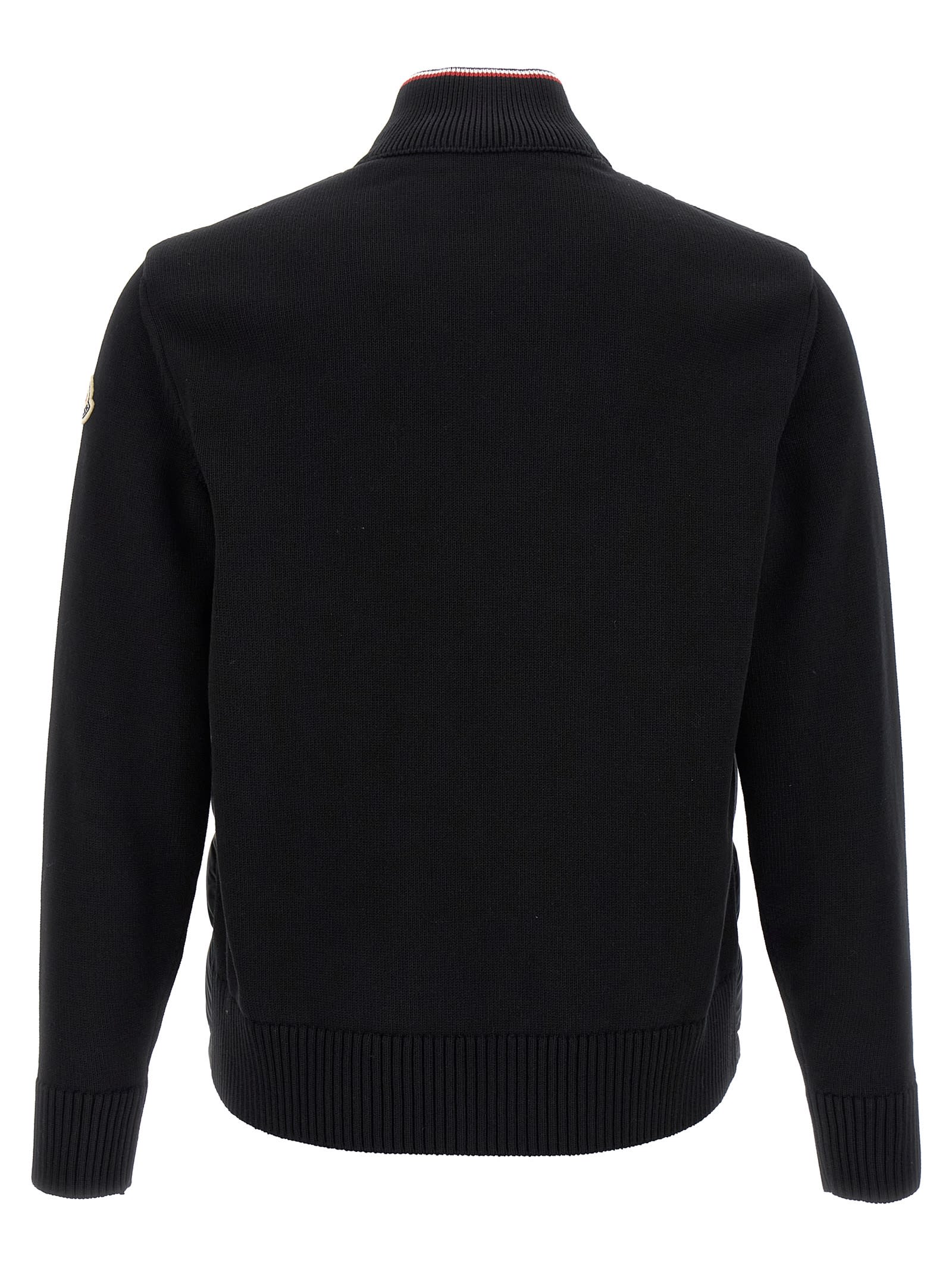 Moncler Padded Cotton Cardigan In Black