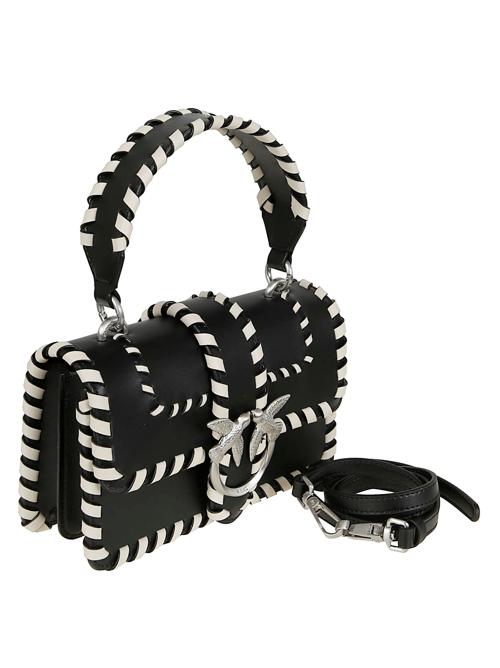 Pinko Love One Mini Cl Vitello Seta In Black