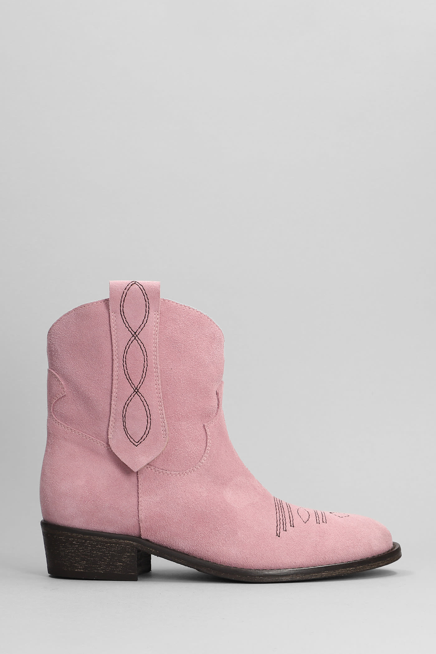 Texan Ankle Boots In Rose-pink Suede