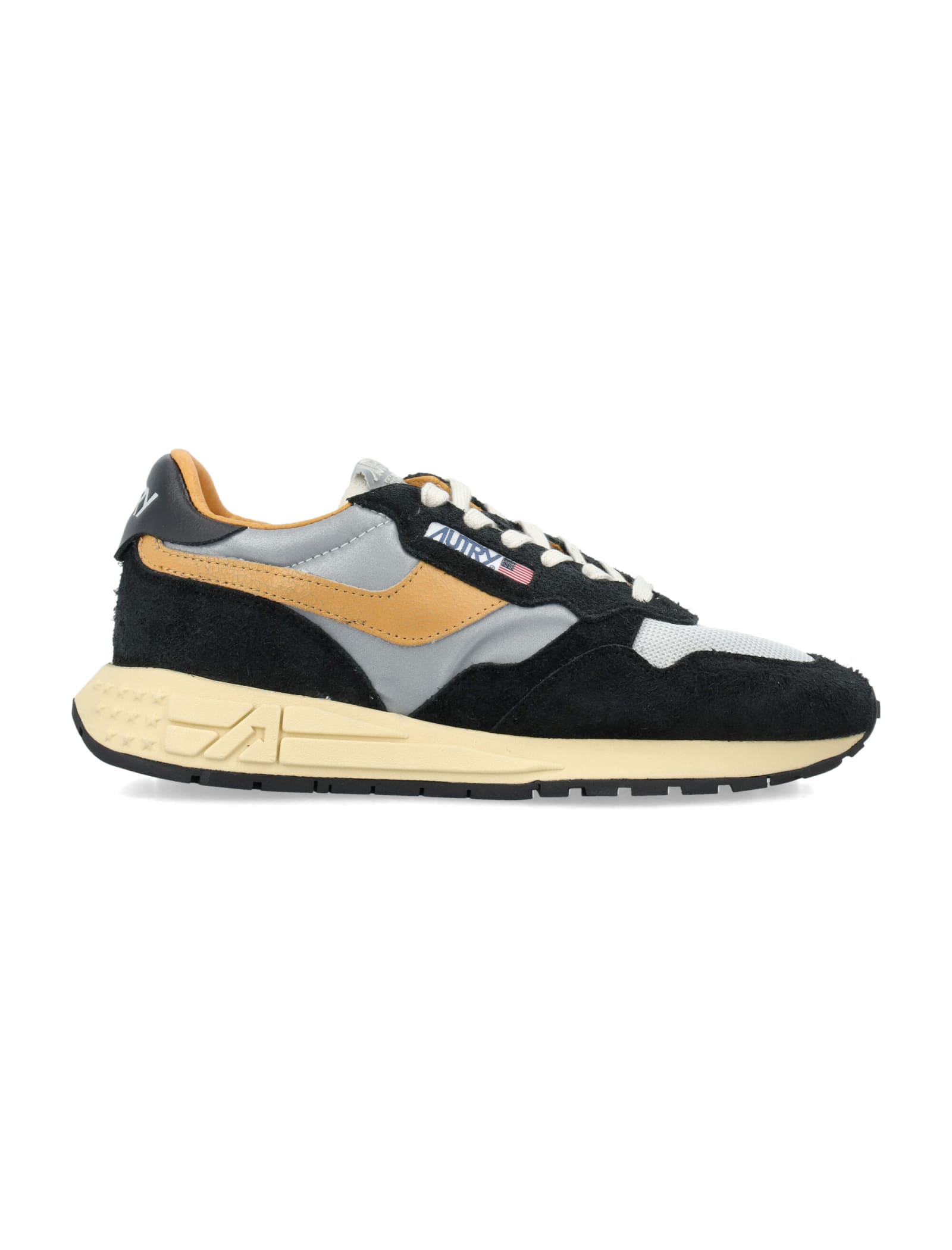 Shop Autry Reelwind Low Sneakers In Brown Silver Orange