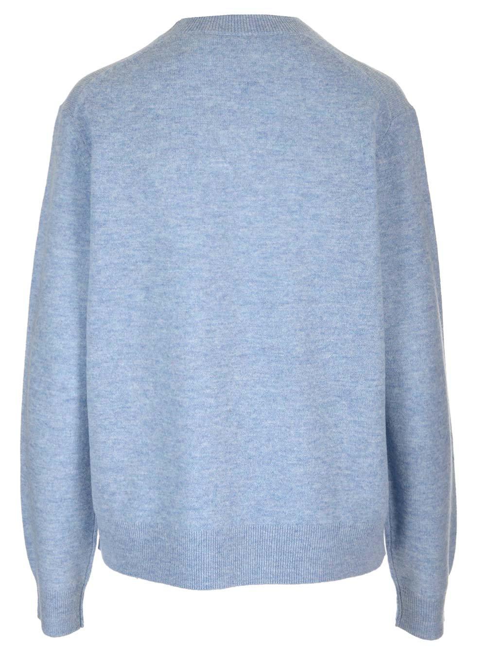 Shop Acne Studios Face Logo Patch Crewneck Sweater In Blue