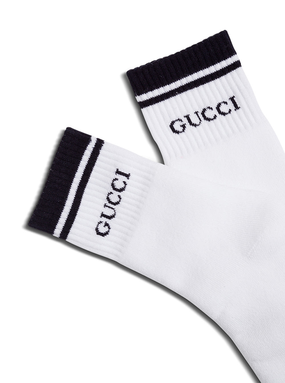 Gucci Mans Black And White Cotton Socks With Logo In Multi