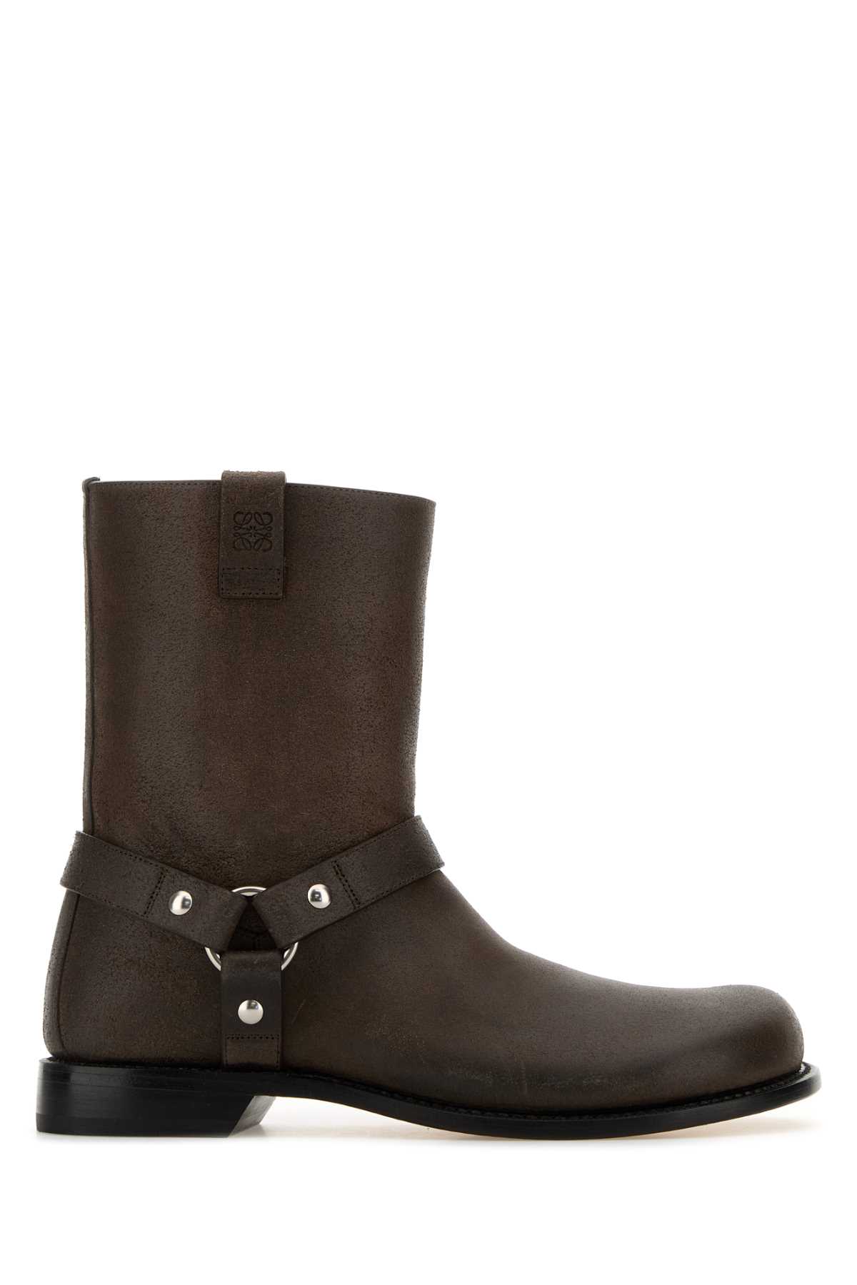 Shop Loewe Dark Brown Leather Campo Biker Boots In Darkbrown