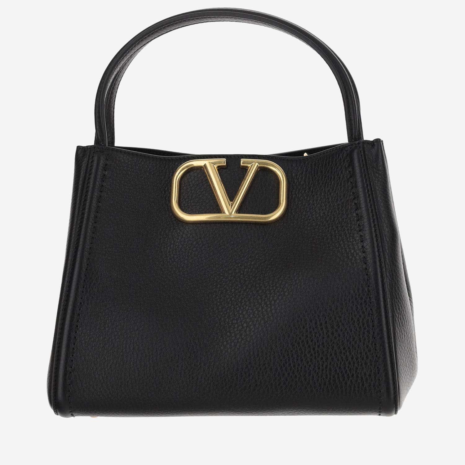 Shop Valentino Garavani Alltime Medium Handbag In Garnet Calfskin In Black