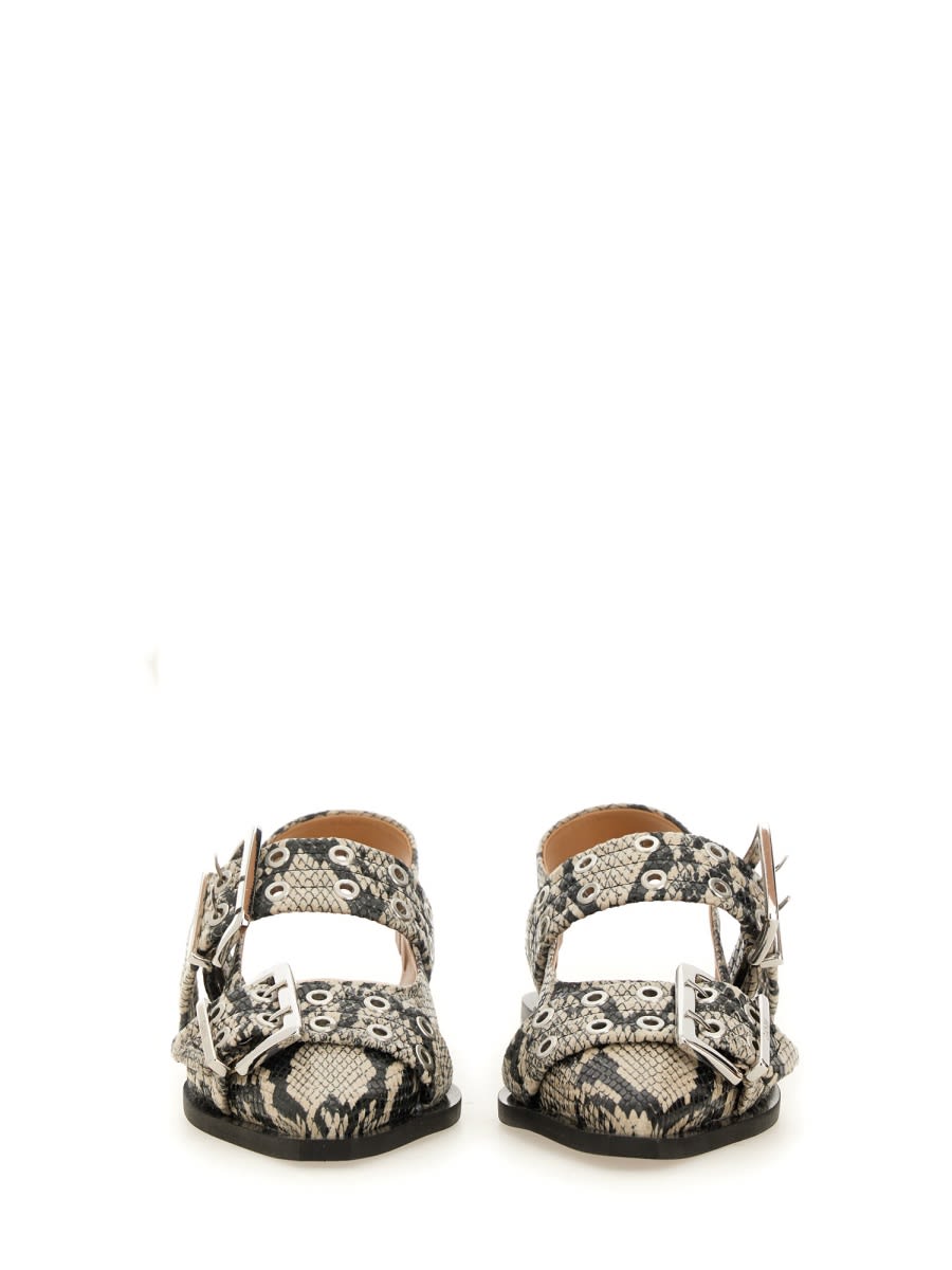 Shop Ganni Ballerina With Buckle In Animalier