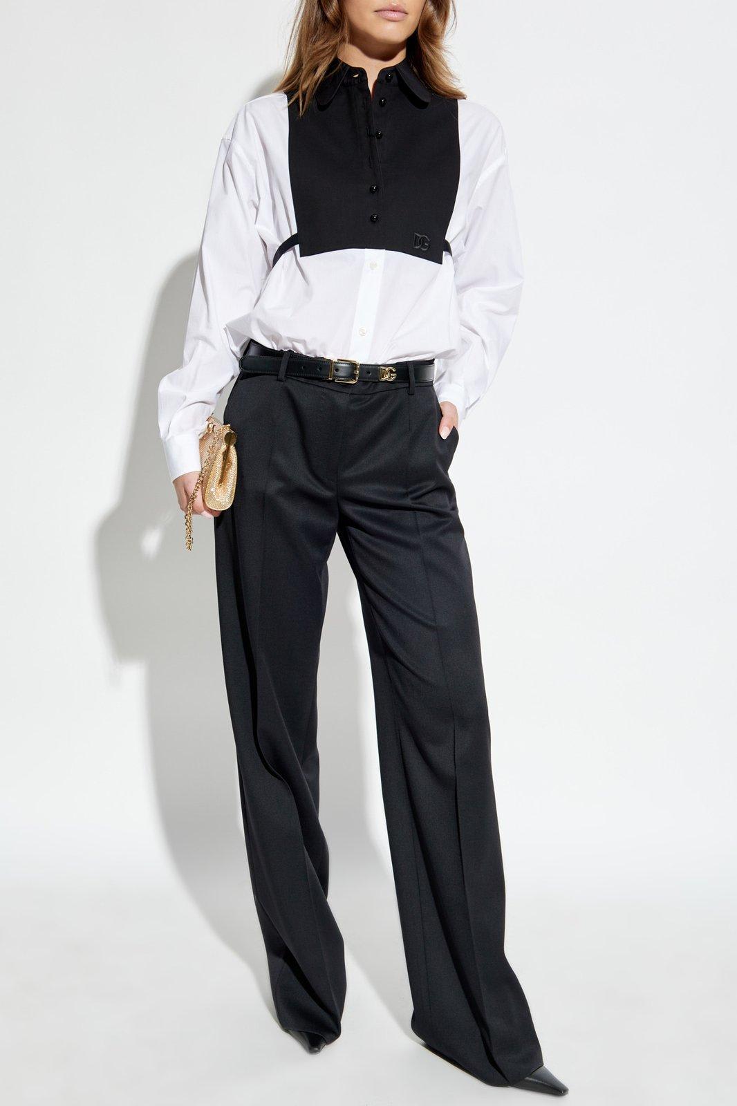 Dolce & Gabbana Paneled Button-up Shirt In White