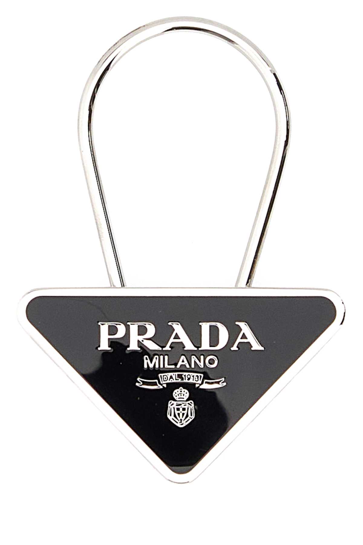 Prada Triangle-logo Keychain In Black