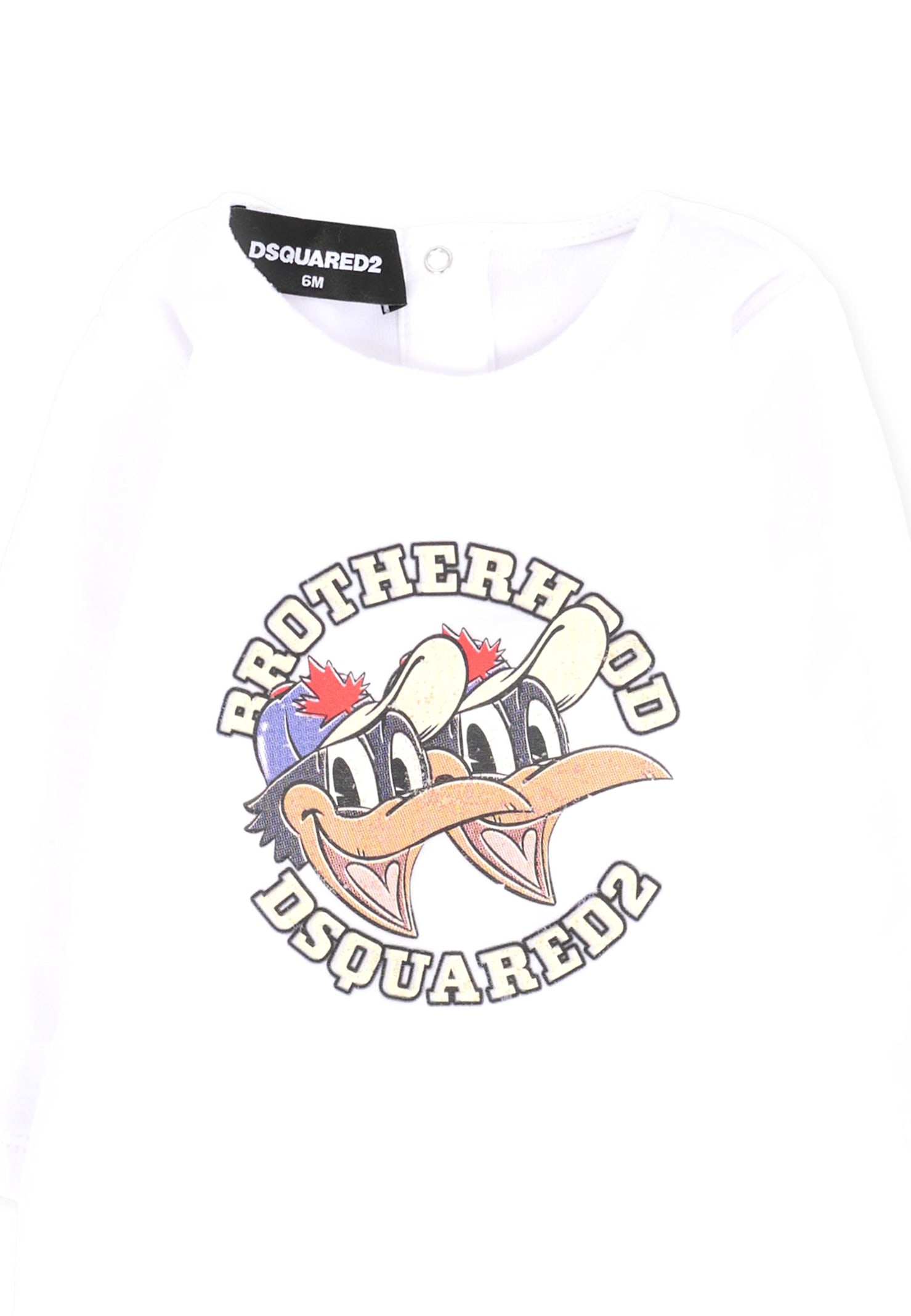 Dsquared2 White Babygrow For Baby Boy With Duck Print In White
