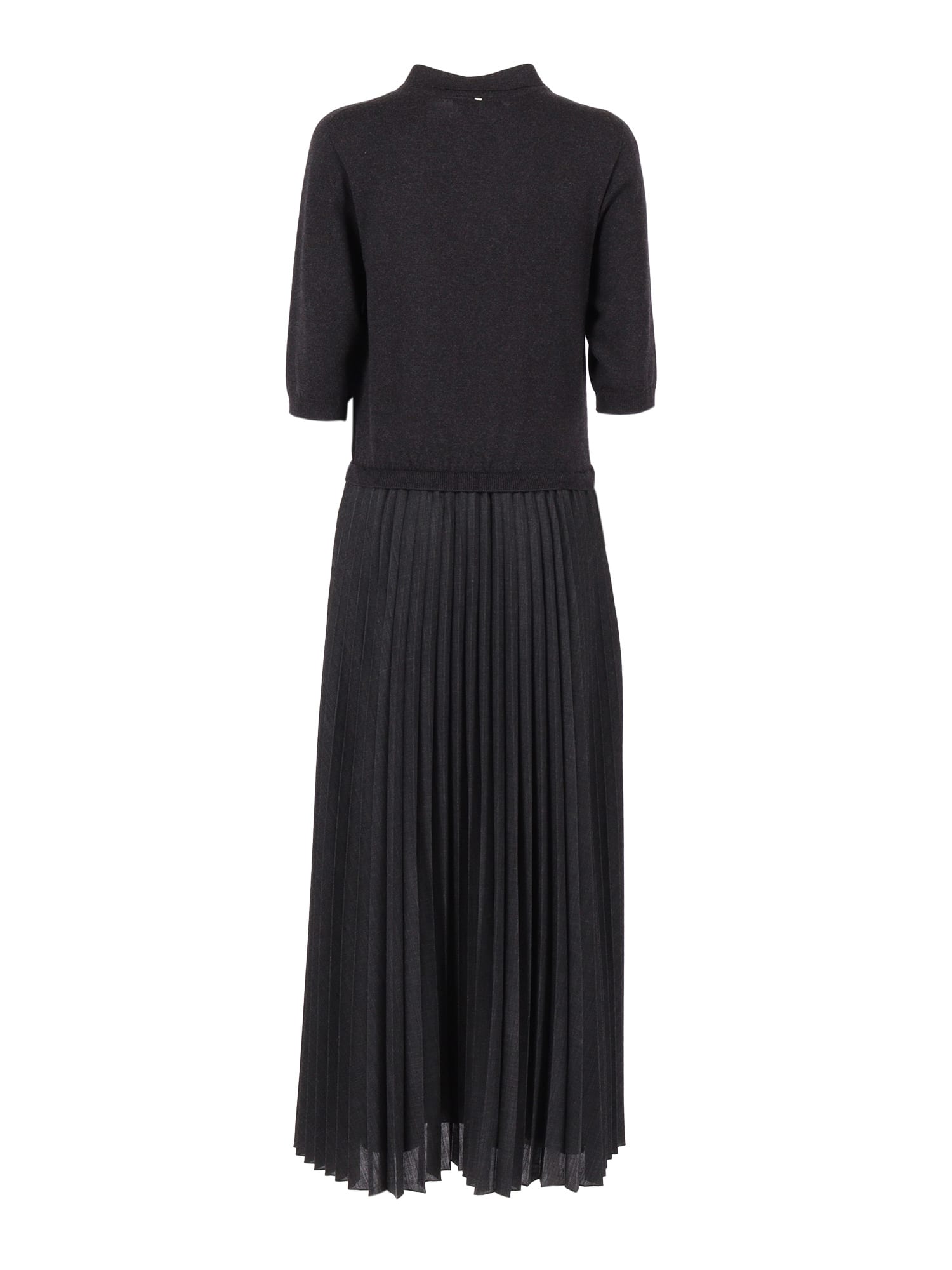 Lorena Antoniazzi Pleated Zip-front Maxi Dress In Black