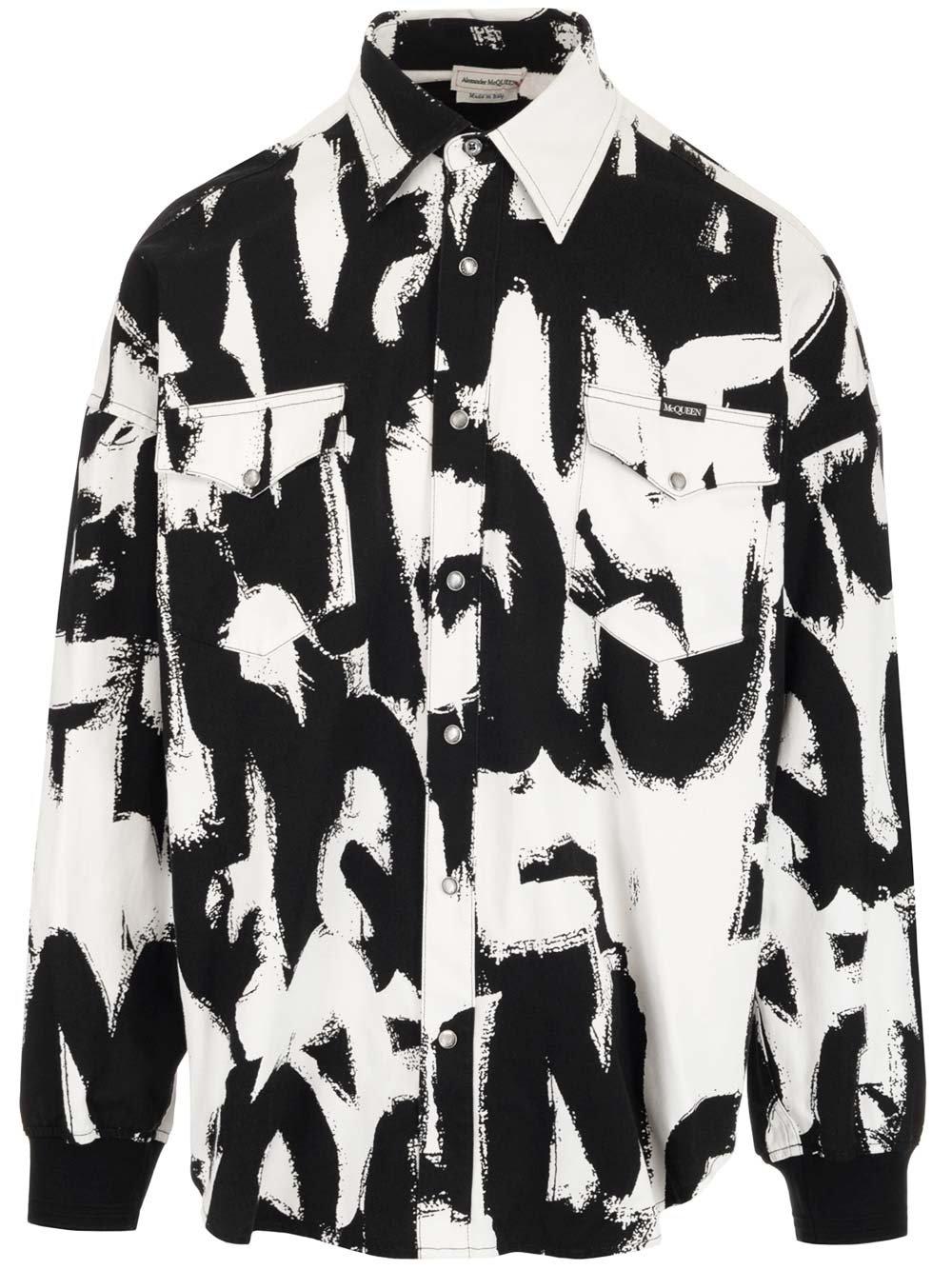 Alexander McQueen Spray-effect Printed Straight-hem Shirt
