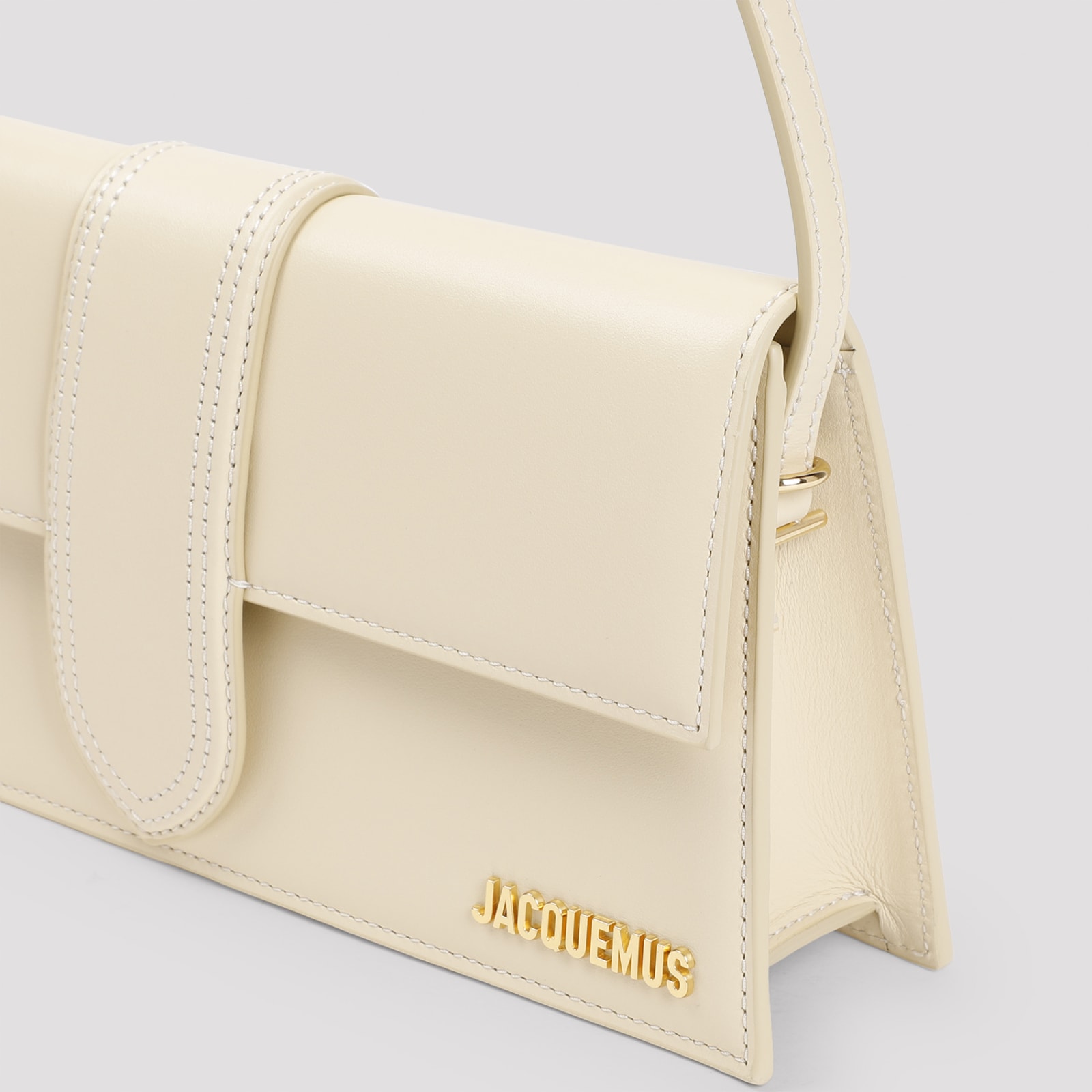 Shop Jacquemus Le Bambino Leather Shoulder Bag In Ivory