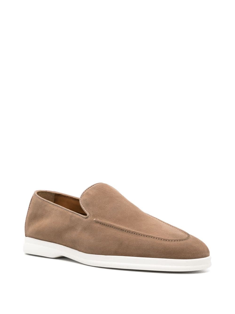Shop Doucal's Dark Beige Suede Loafers In Brown