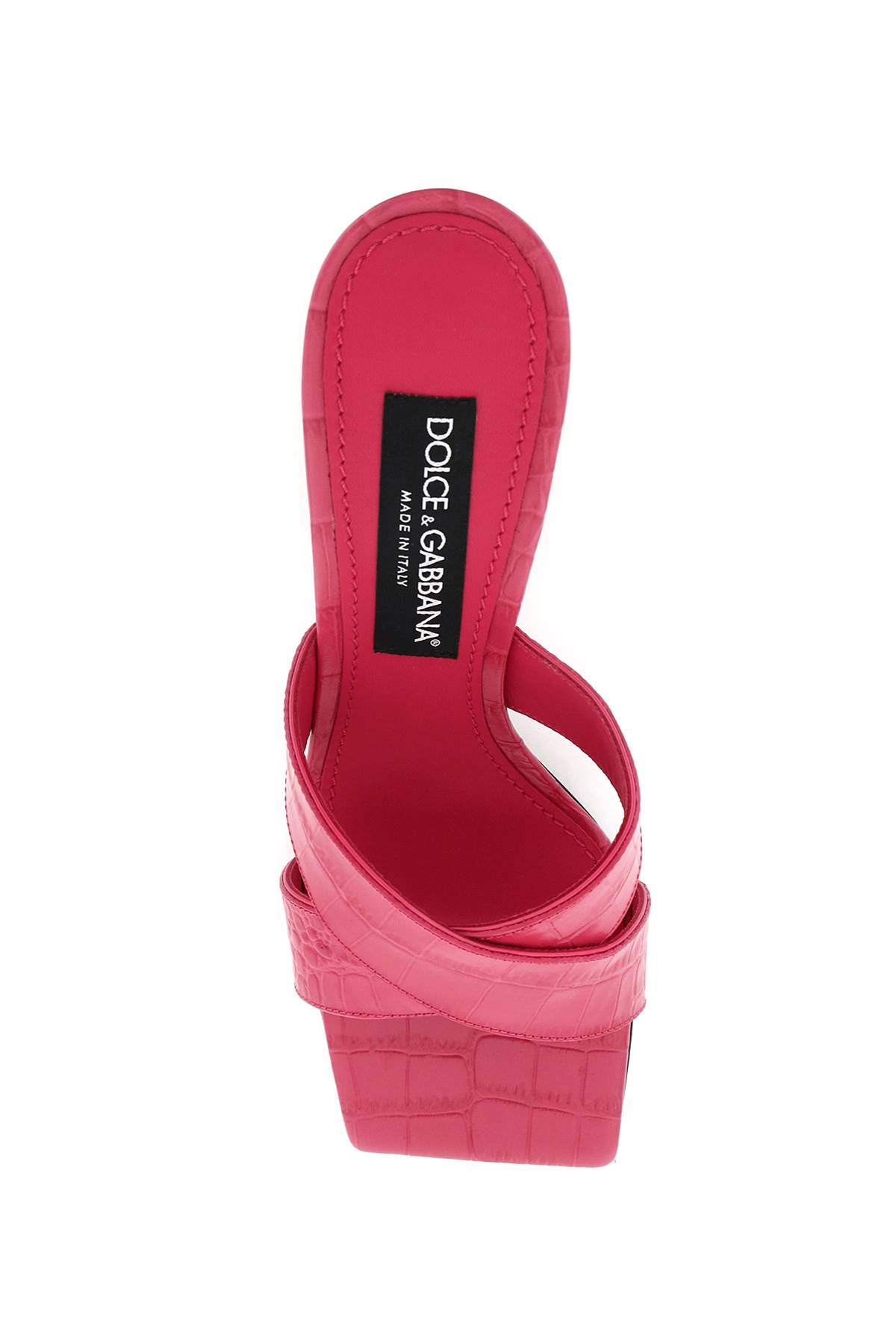 Dolce & Gabbana Logo Plaque Embossed Mules In Pink