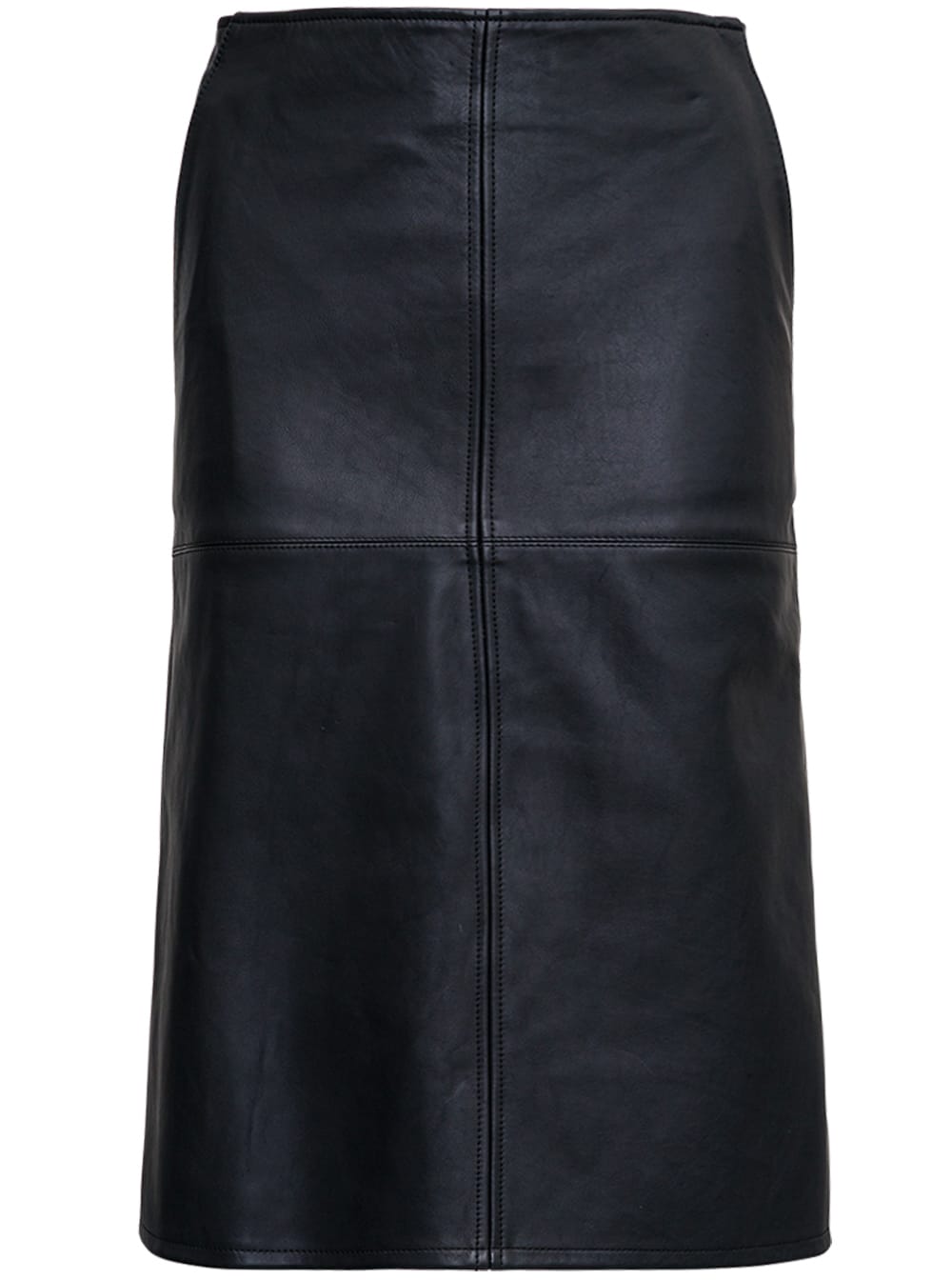 Mauro Grifoni A Line Black Leather Skirt