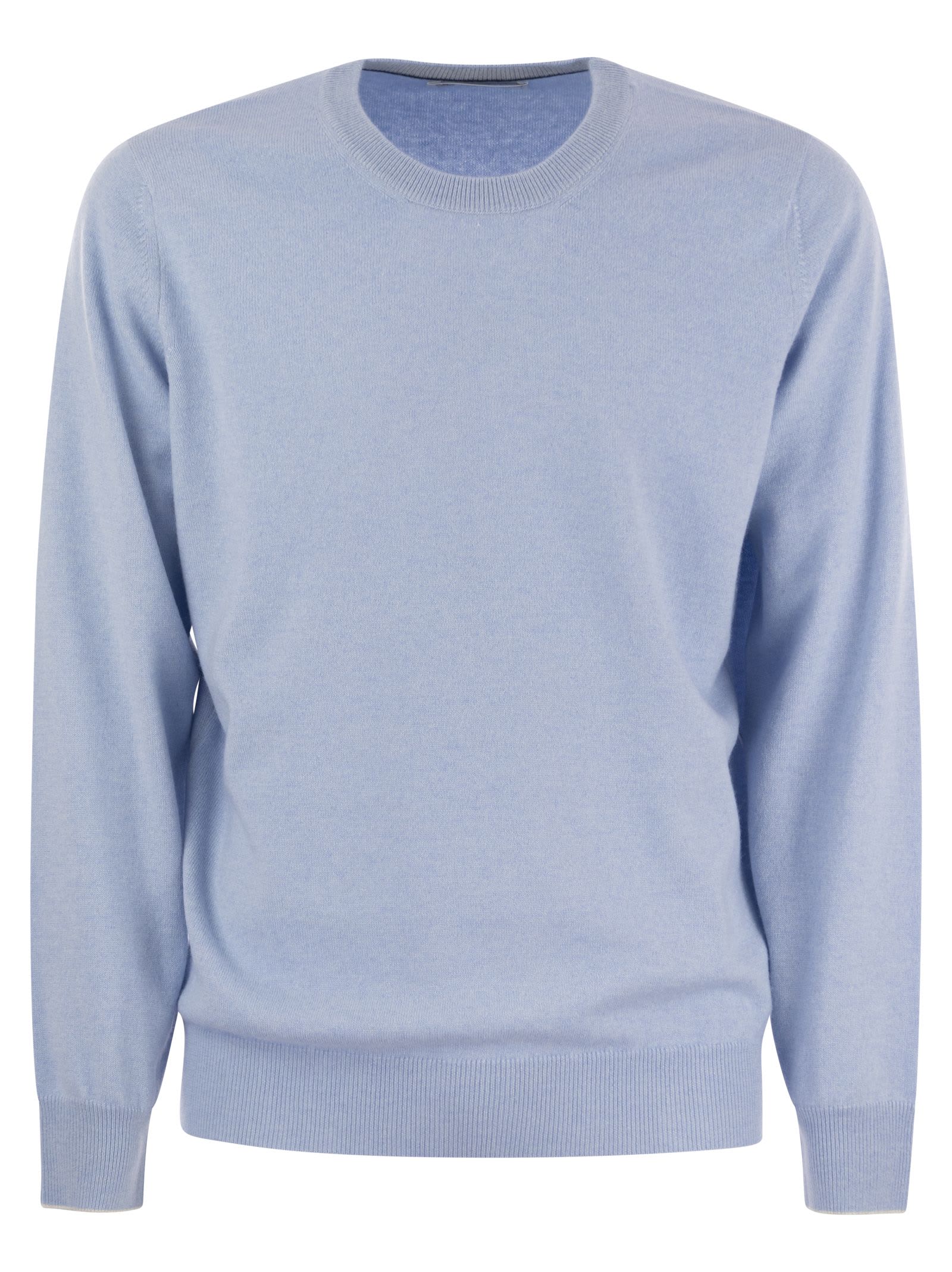 Shop Brunello Cucinelli Pure Cashmere Crew-neck Sweater In Clear Blue
