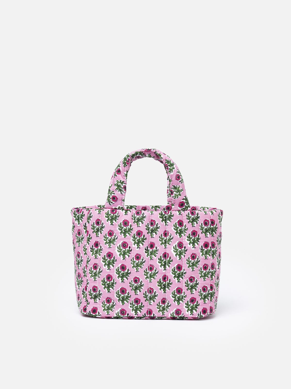 Mc2 Saint Barth Pink Flower Quilted Soft Tote Mini Bag In Pink