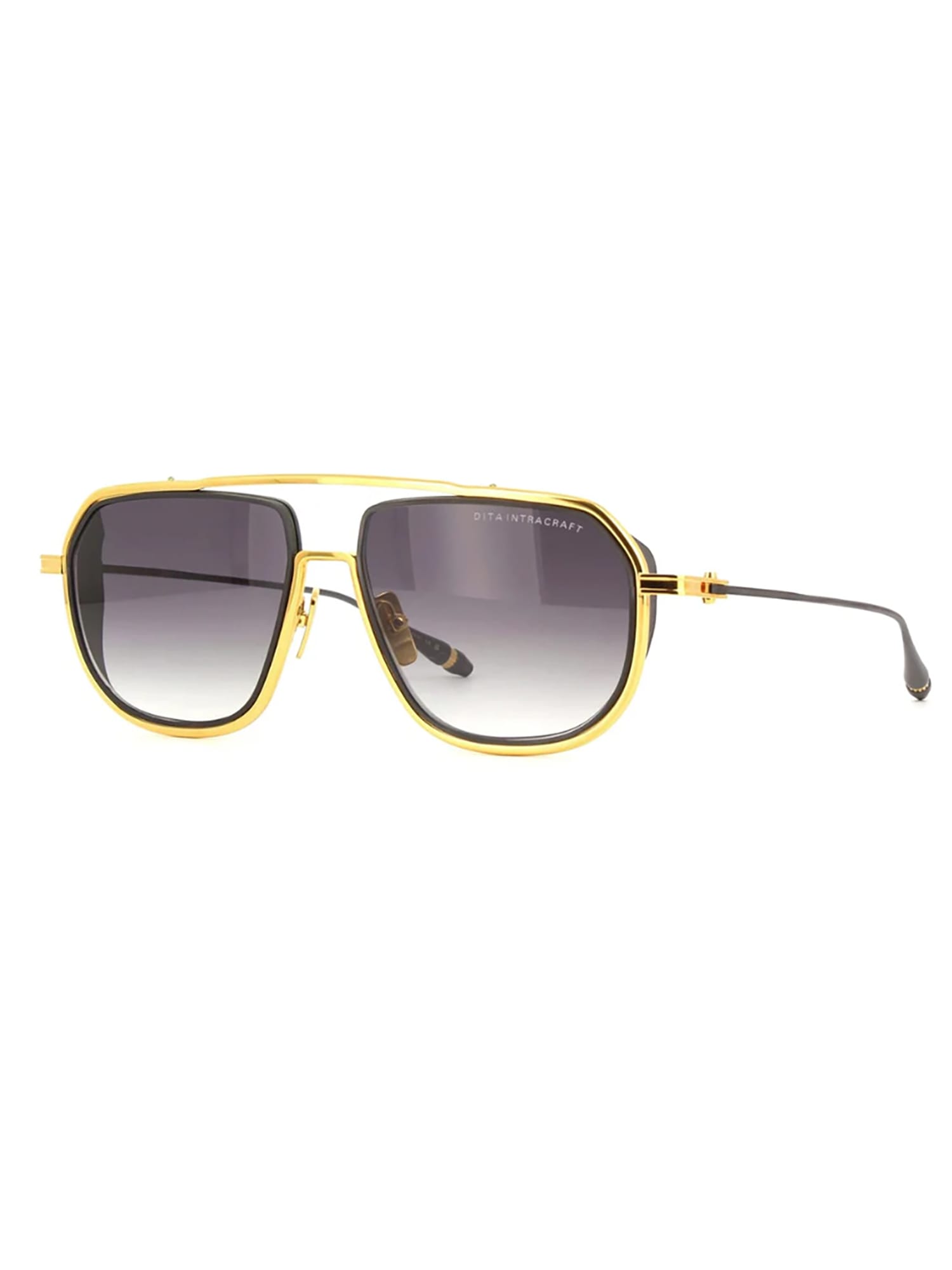 Shop Dita Dts165/a/01 Intracraft Sunglasses In Yellow Gold_black Iron