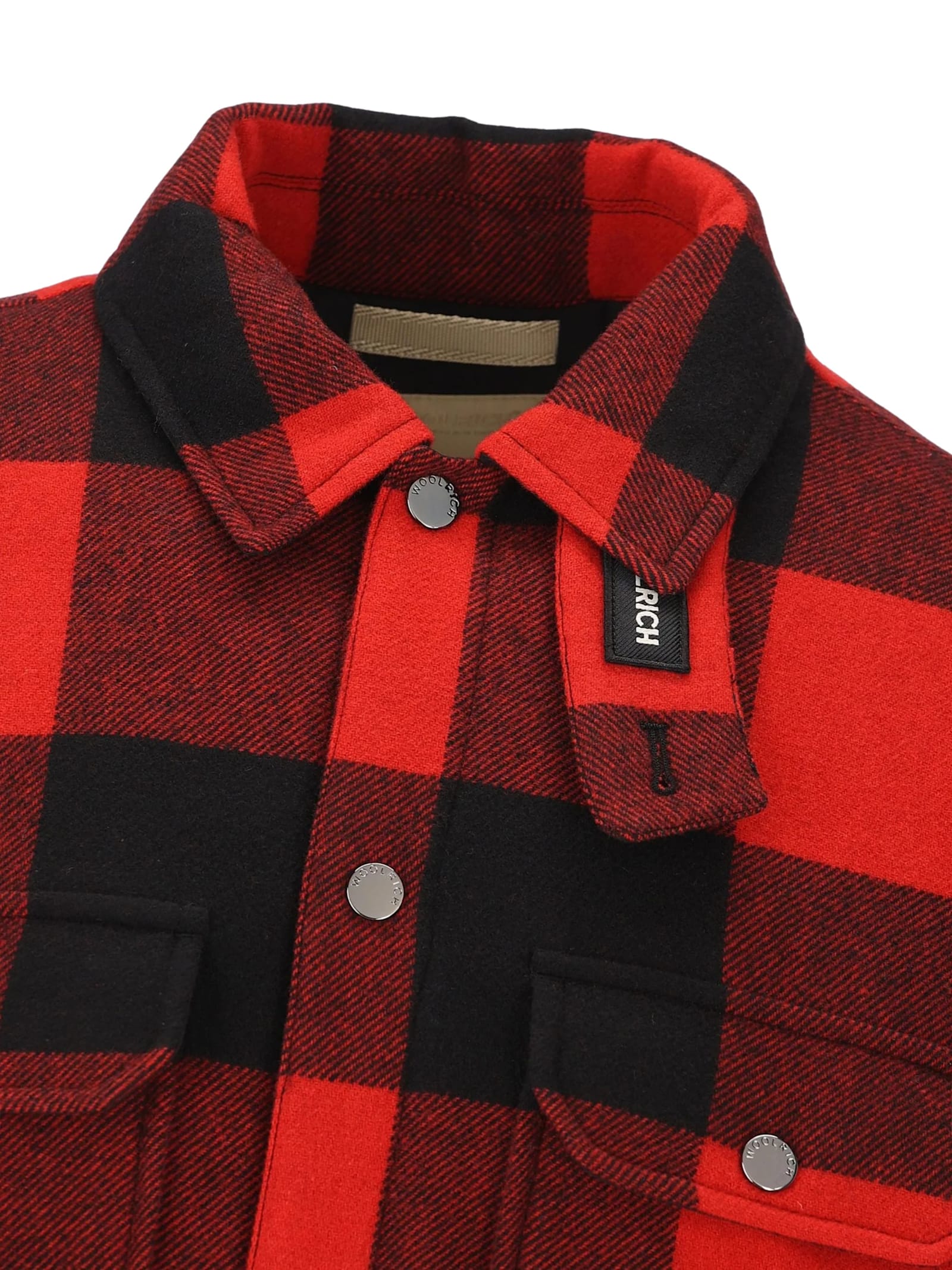Woolrich Jacket With Chest Pockets And Collared Neck In Red