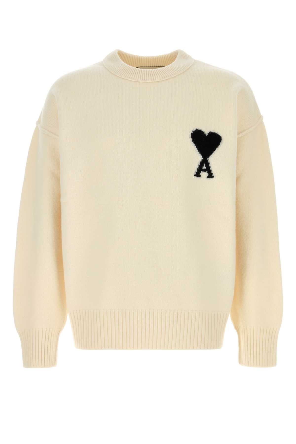Ami Alexandre Mattiussi Ivory Wool Sweater In Multi