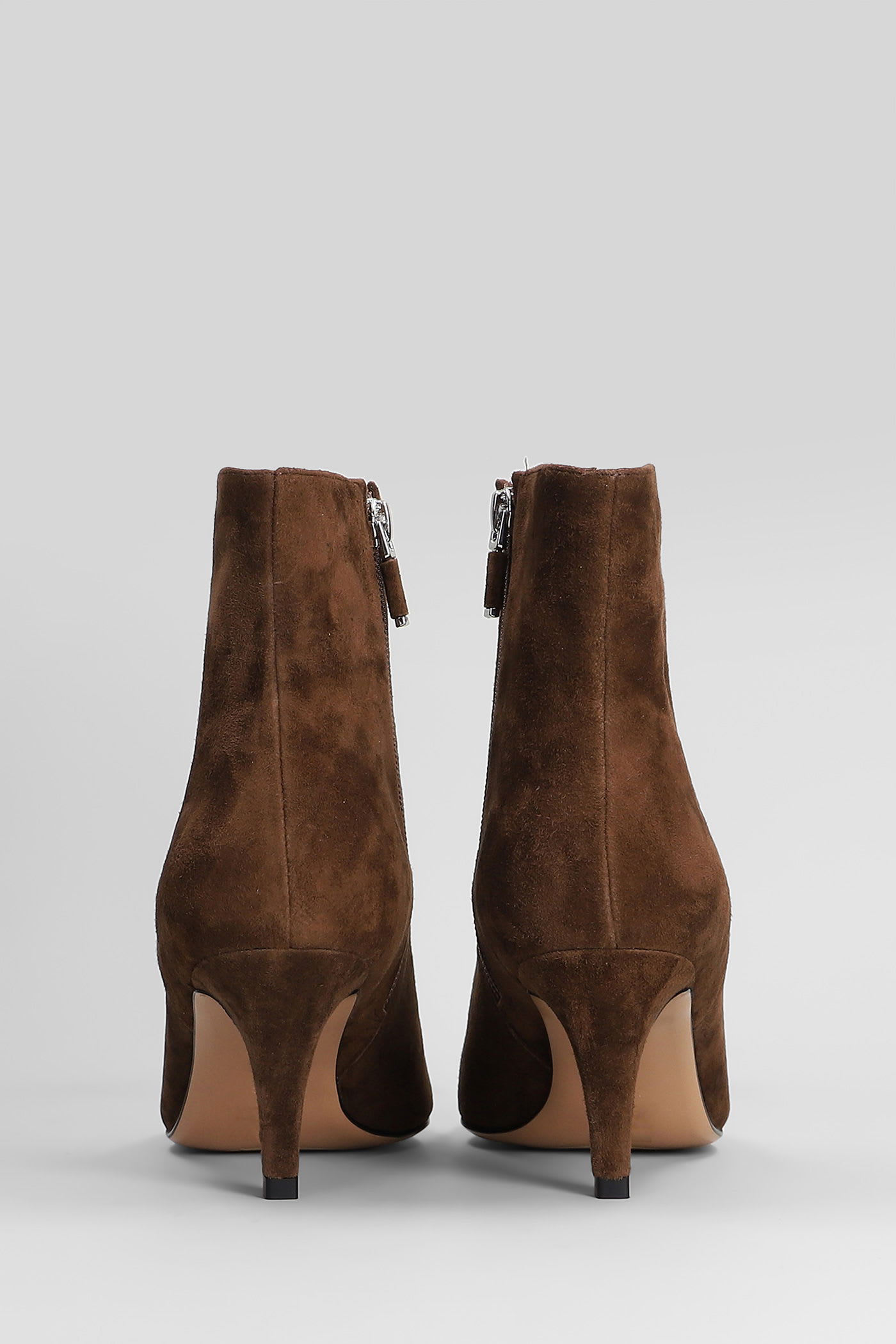 Lola Cruz High Heels Ankle Boots In Brown Suede In Brown