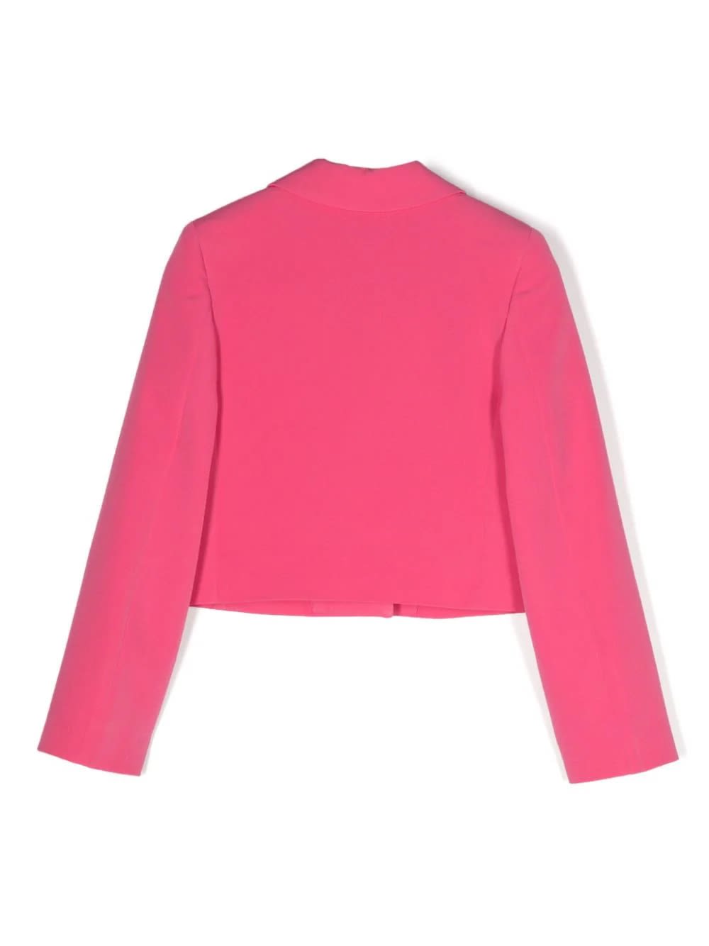 Shop Msgm Blazer With Cropped Embroidery In Fucsia