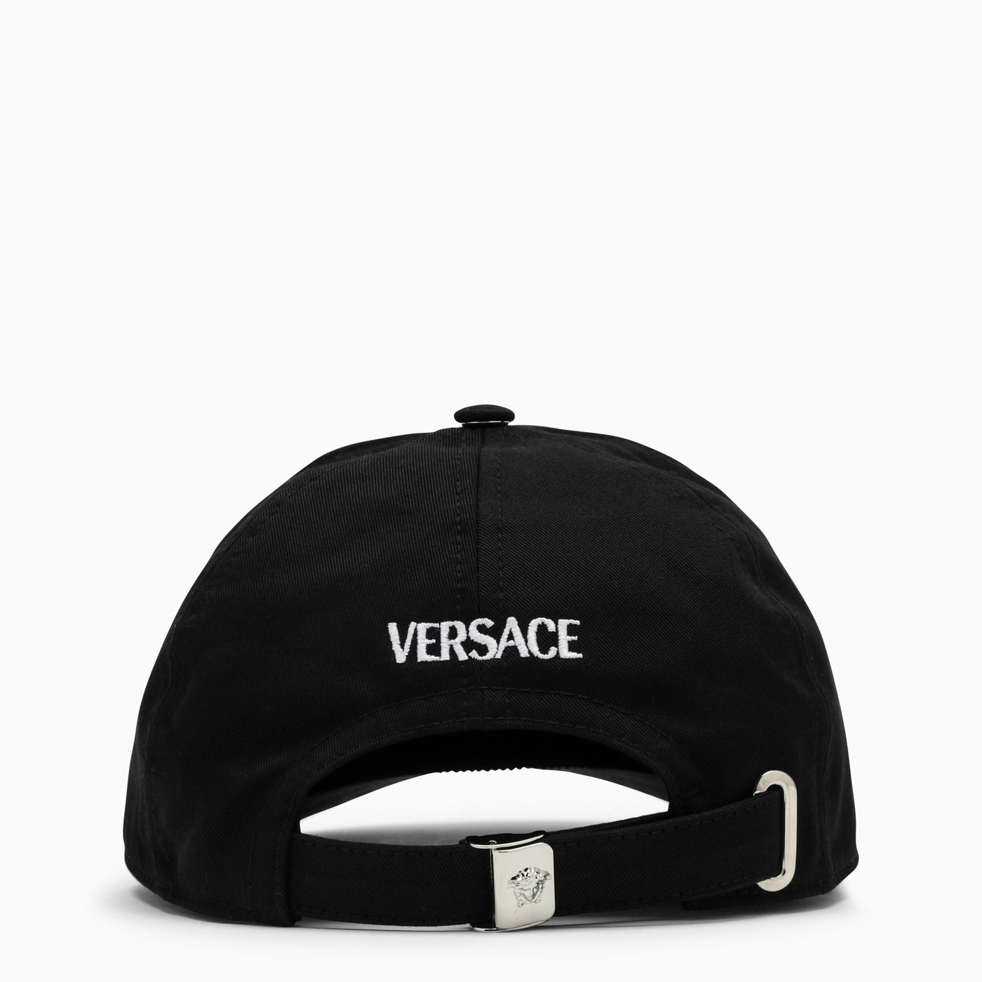 Shop Versace Black Hat With Embroidered Logo