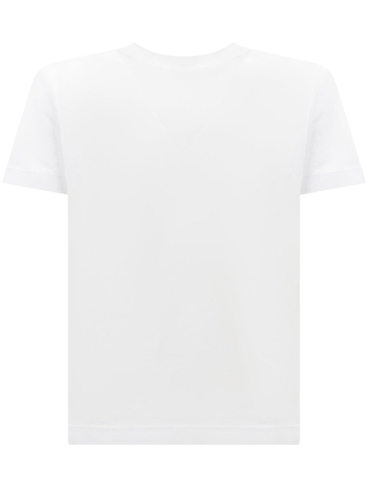 Shop Stone Island Compass-patch Crewneck T-shirt In Bianco