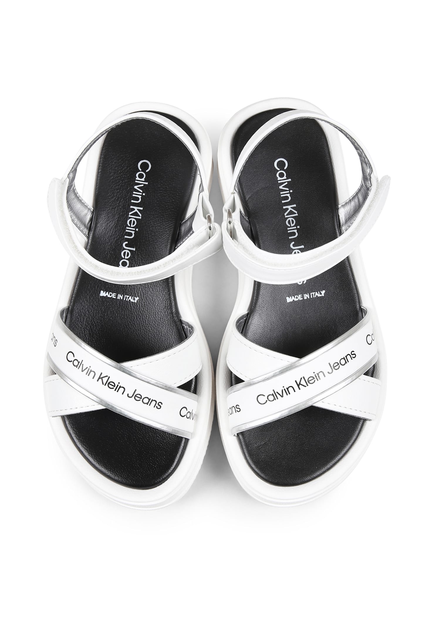 CALVIN KLEIN WHITE SANDALS FOR GIRL WITH LOGO
