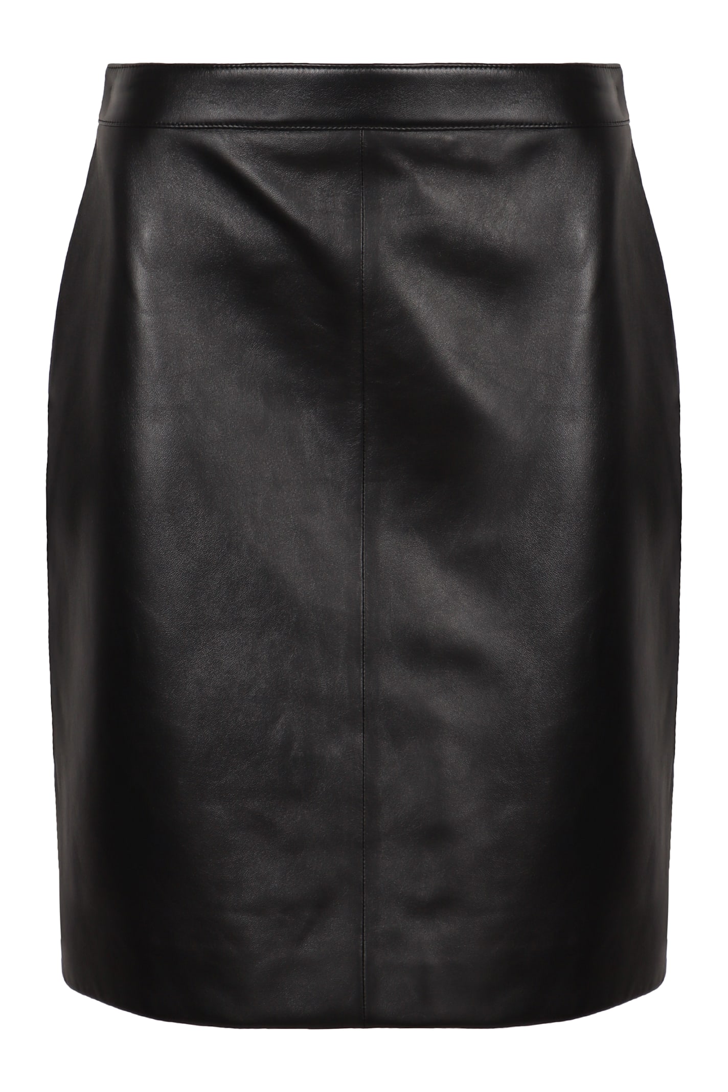 Celine Leather Pencil Skirt In Black