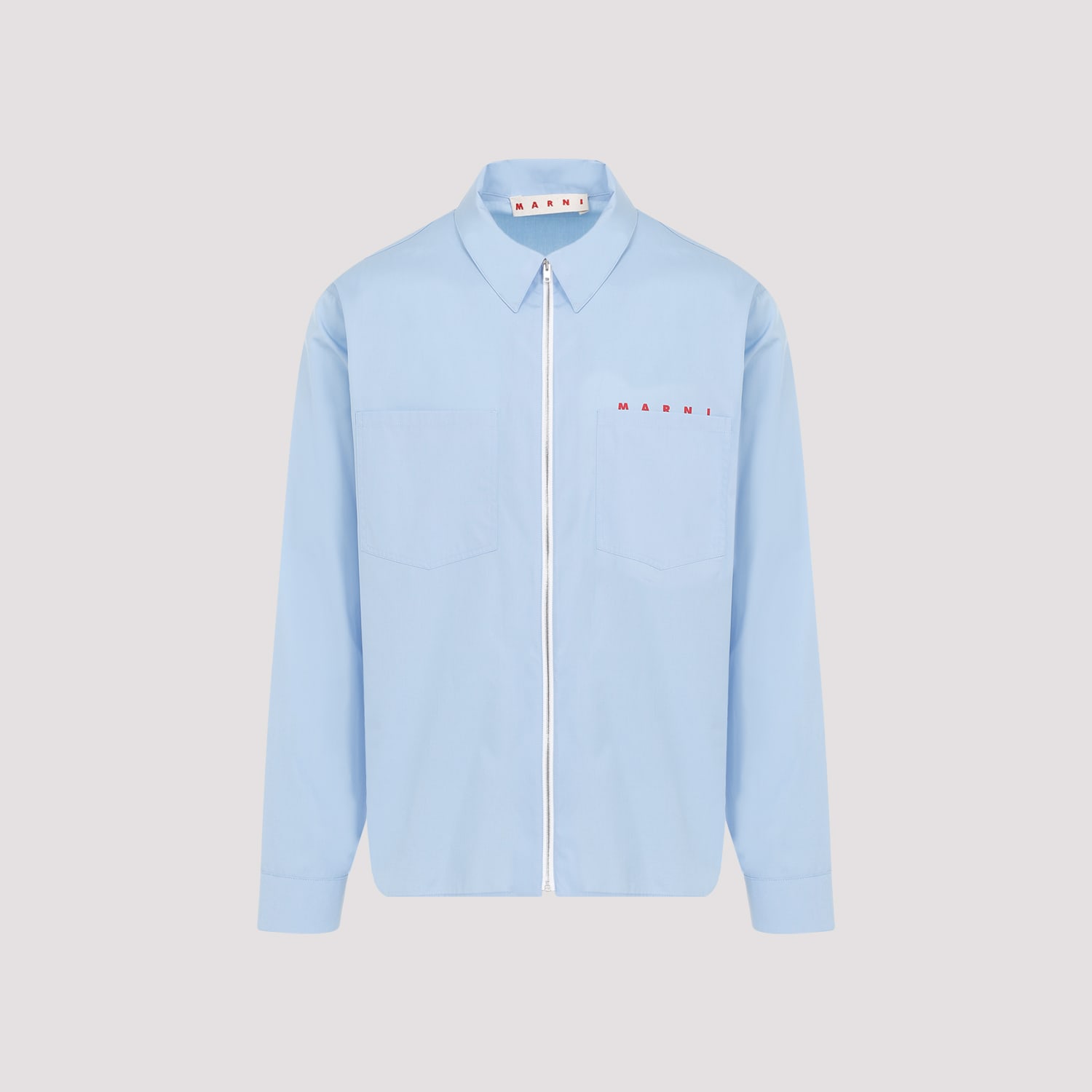 Marni Cotton Shirt In Iris Blue