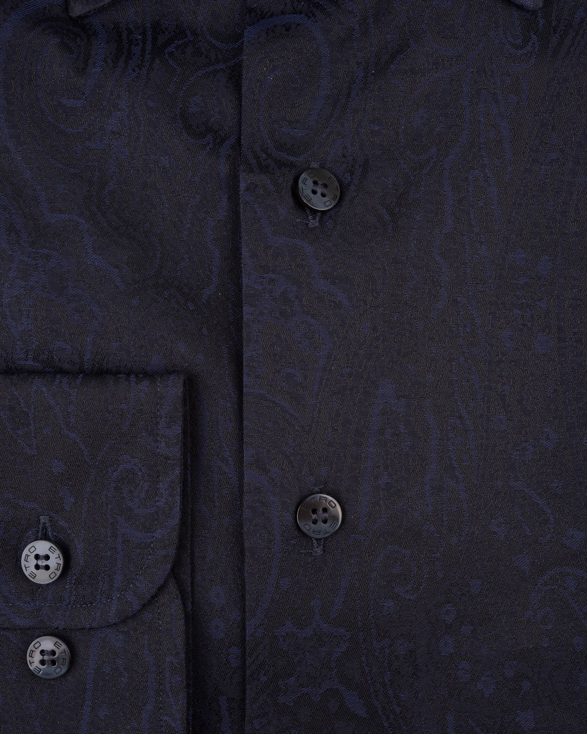 Shop Etro Navy Blue Jacquard Paisley Shirt