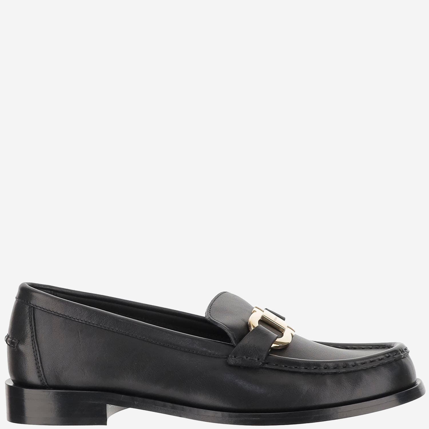 Ferragamo Leather Loafer With Iconic Gancini Detail In Multi