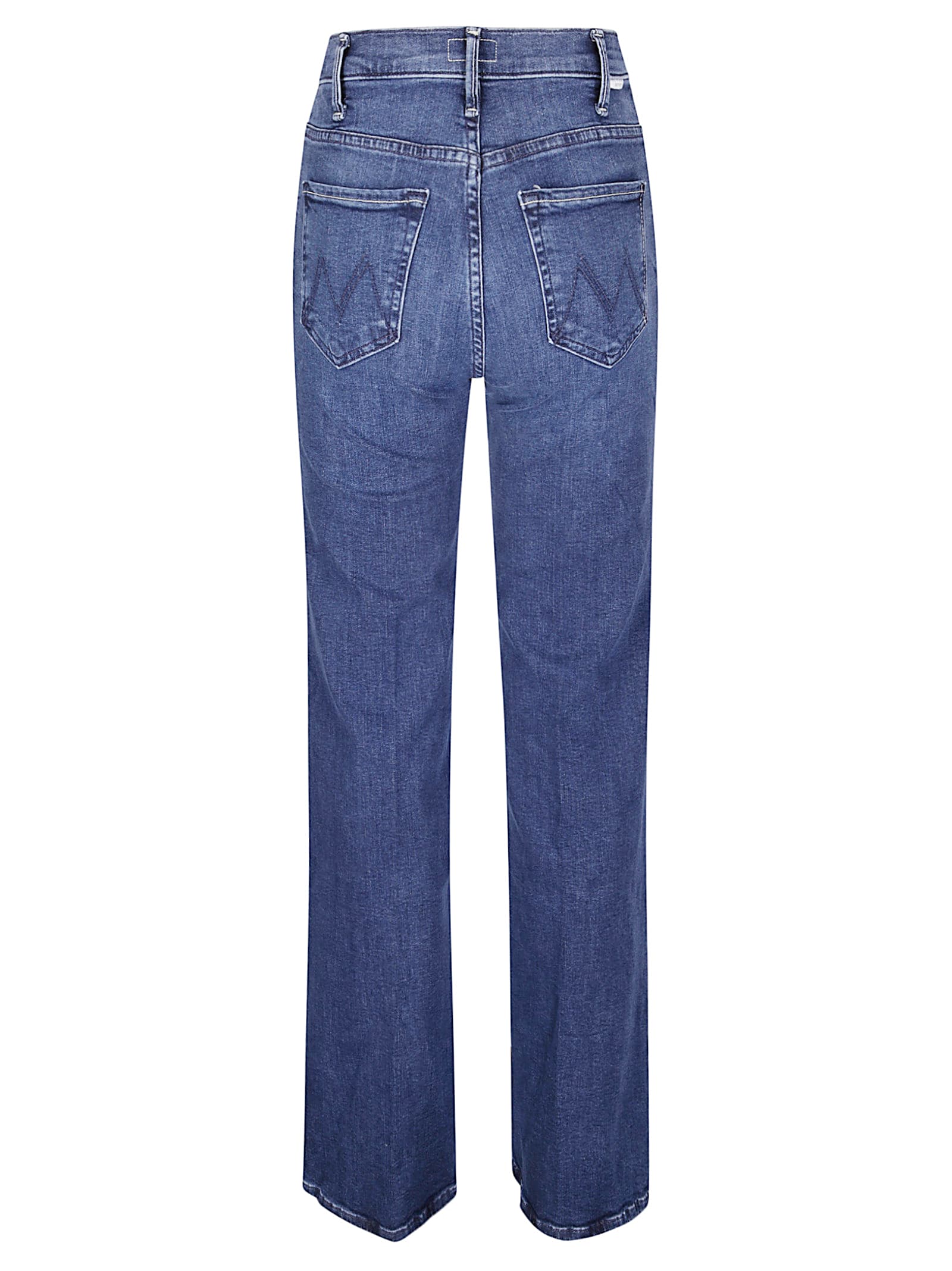 Mother Wide-leg Trousers With Elasticized Fit And Contrast Stitching In Blue