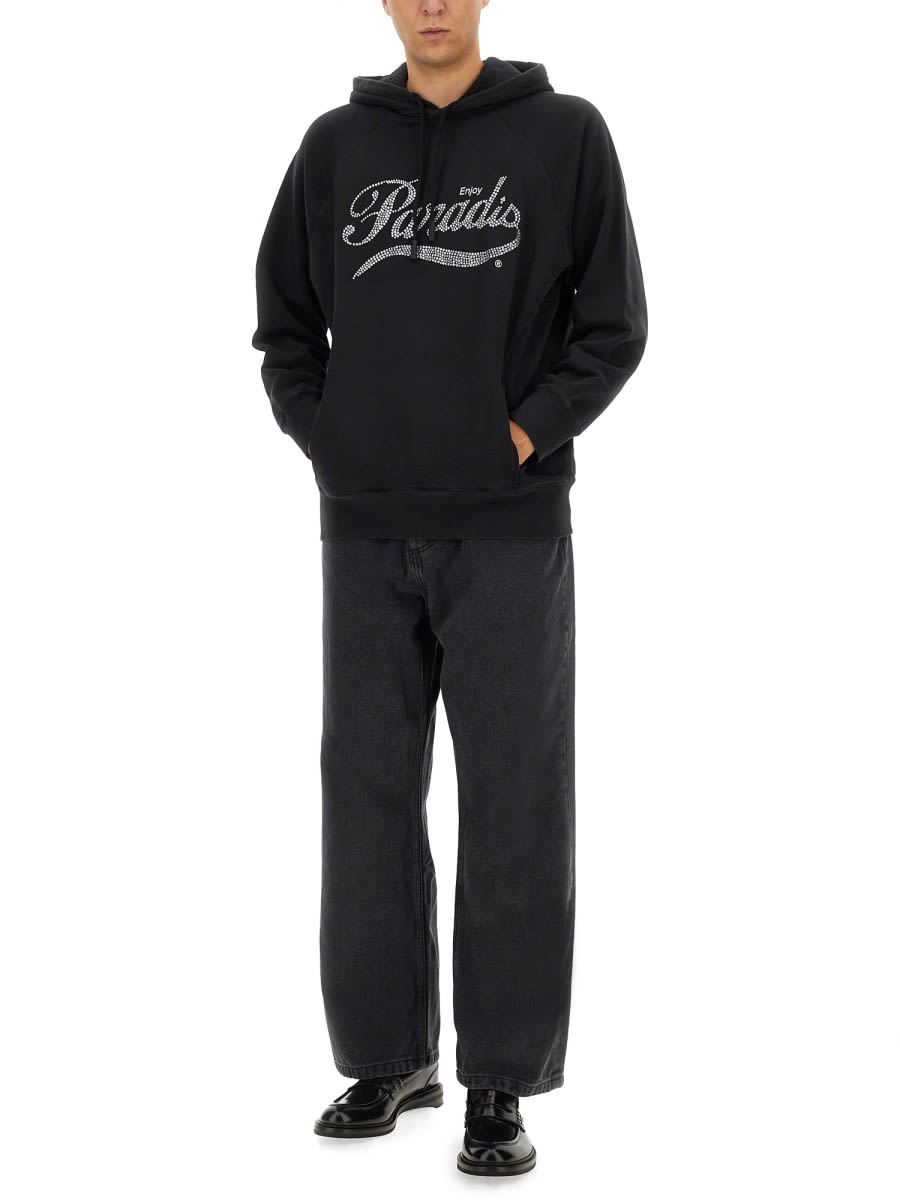 3paradis 3.paradis Relaxed Fit Black Hoodie In Black