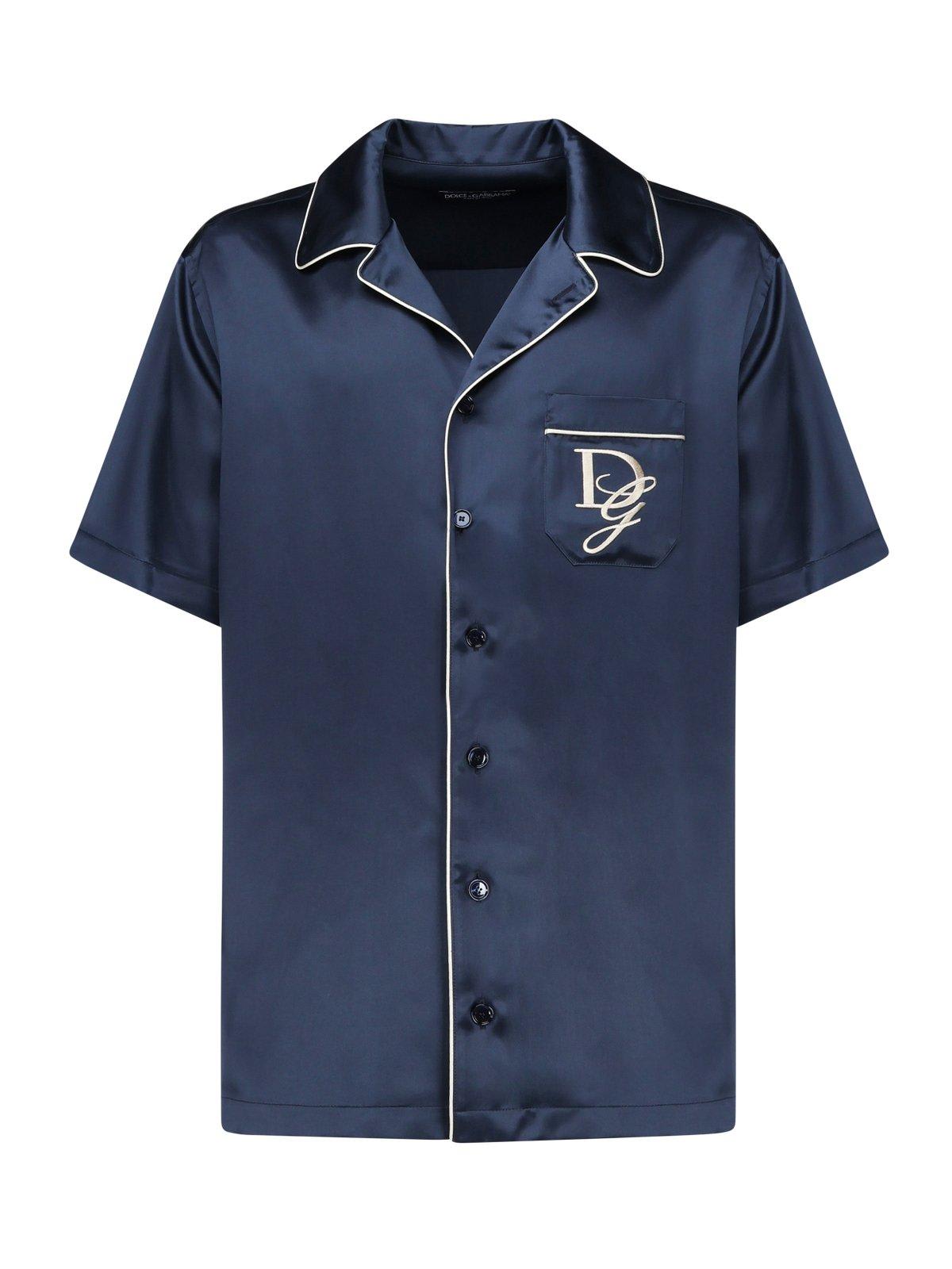 Logo Embroidered Satin Shirt