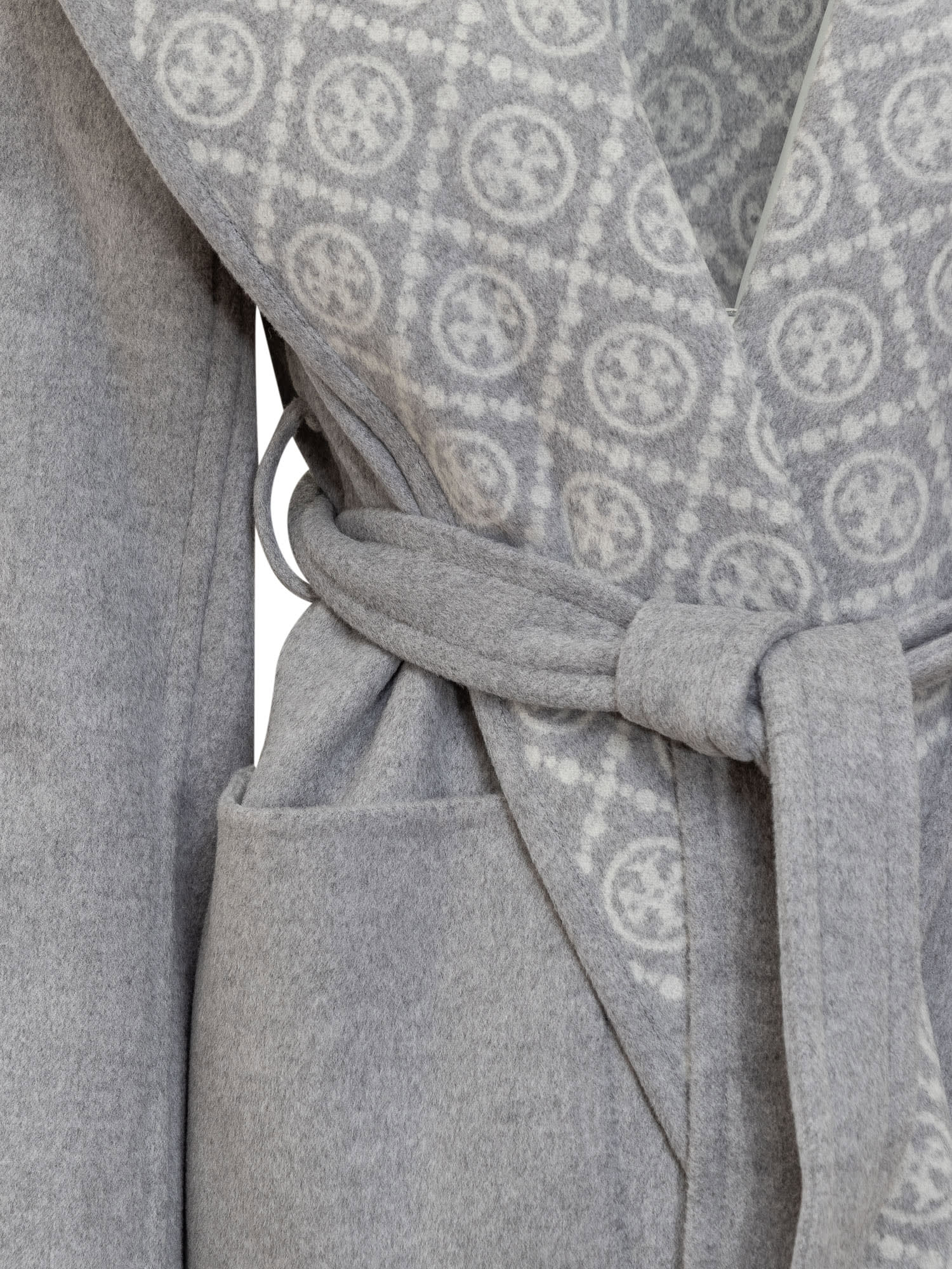 Shop Tory Burch Trench Coat In Gray T Monogram