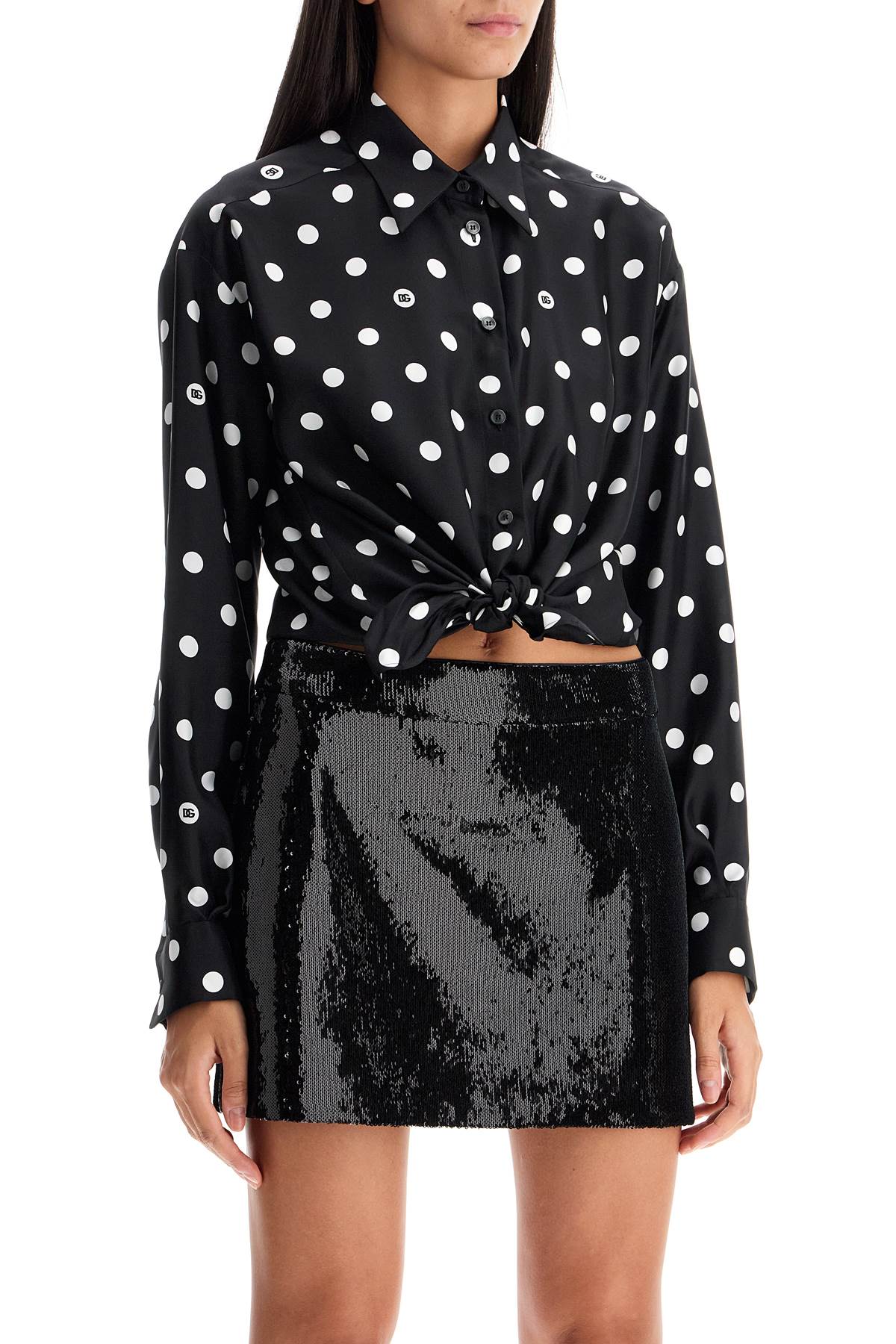 Shop Dolce & Gabbana Silk Polka Dot Print Blouse In Pois Med 1,5 F.nero (black)