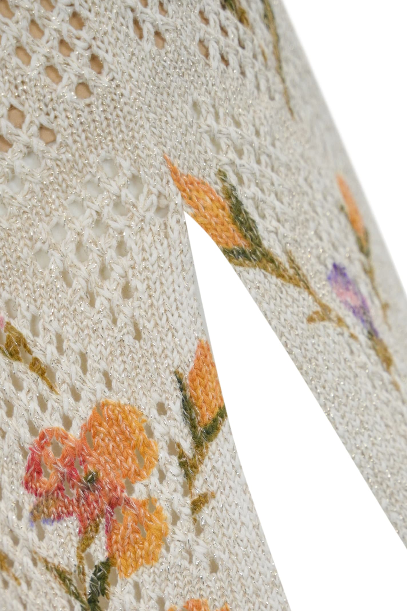 Shop Twinset Mesh Skirt With Floral Print In St.iris