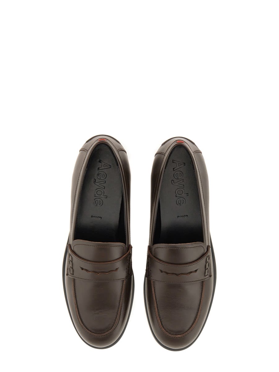 Aeyde Leather Loafers With Penny Strap And Round Toe In Brown