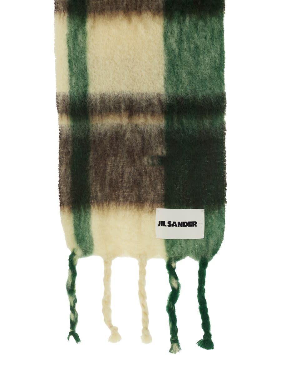 Shop Jil Sander Scarf With Check Pattern In Multicolour