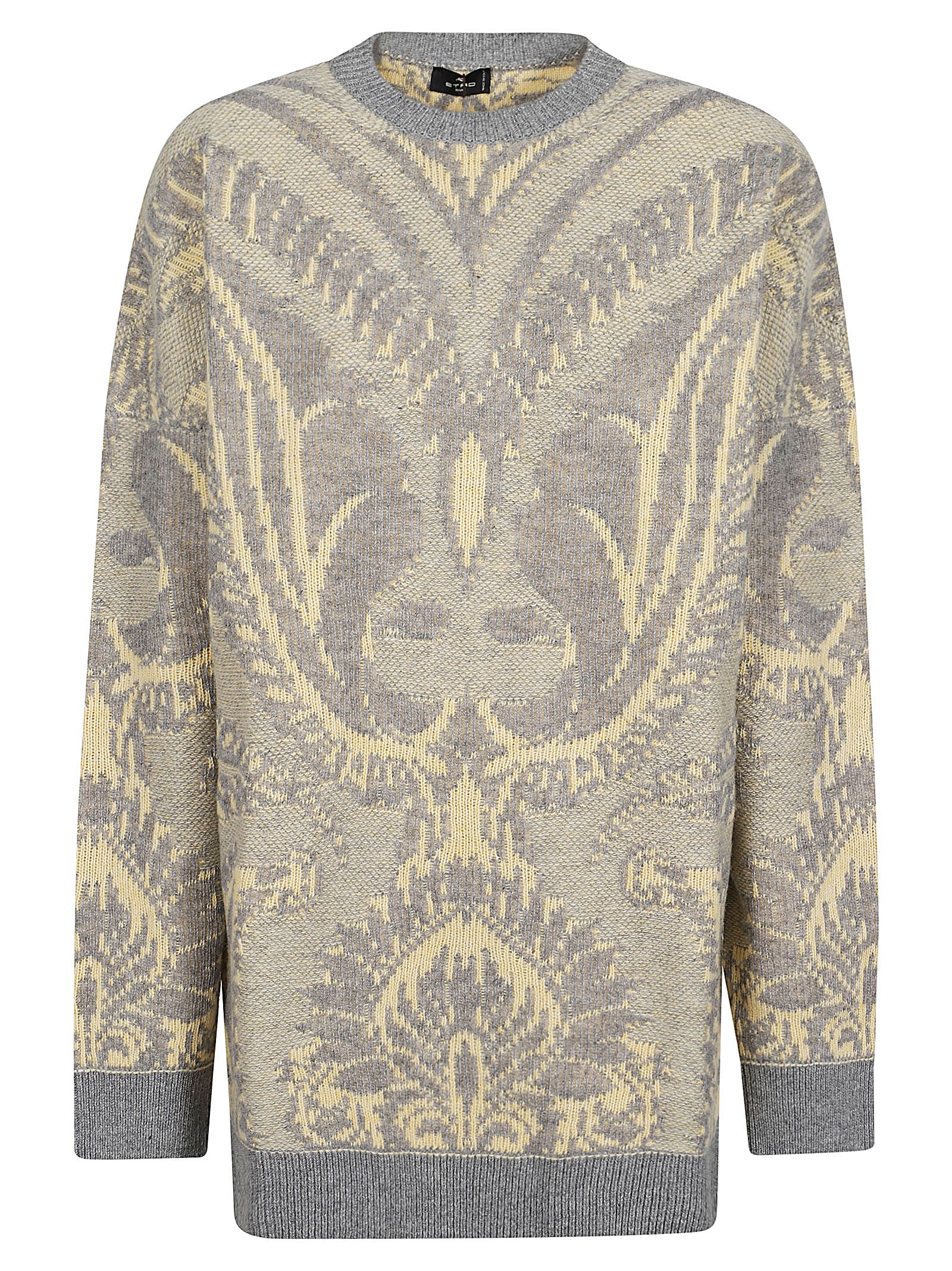 Shop Etro Round Neck Sweater In Grigio Fantasia