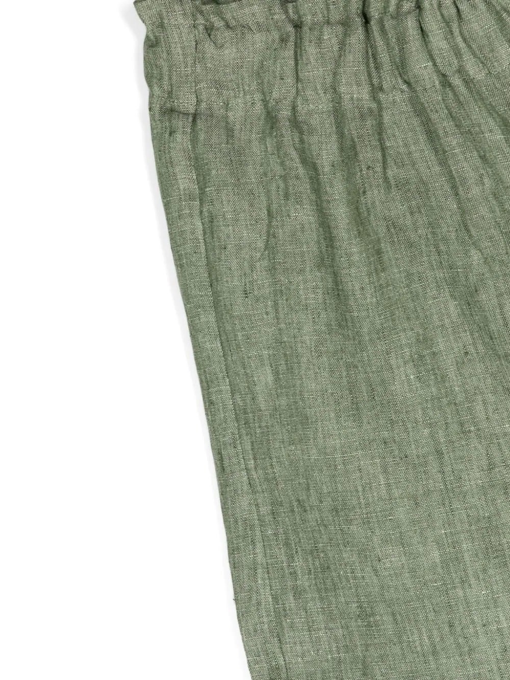 Shop Il Gufo Melange Sage Green Linen Bermuda Shorts