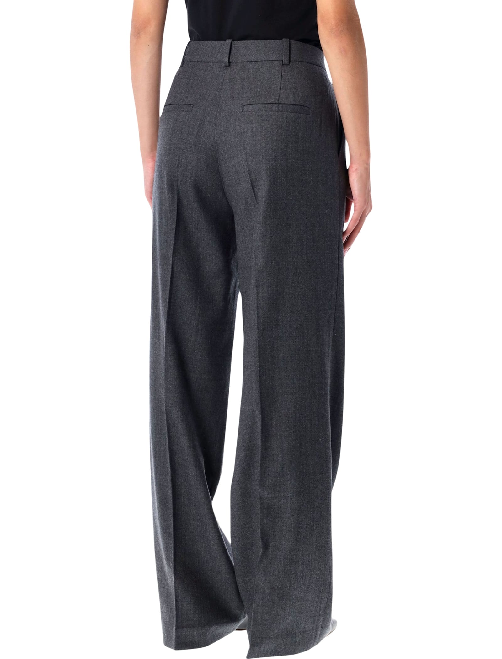 Anine Bing Dark Grey Wide-leg Wool Trousers In Blue
