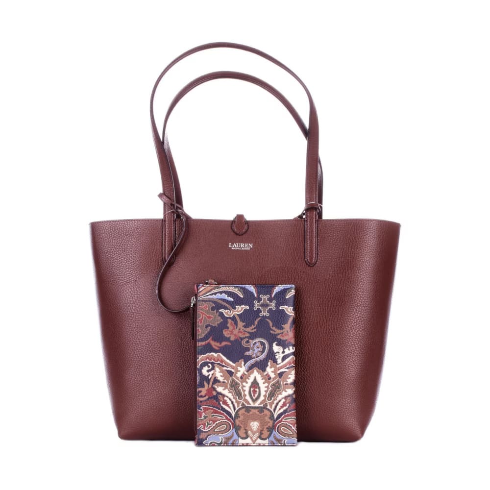 Shop Ralph Lauren Rvrsble Tote Tote Medium In Dimora Paisley Dark Mahogany