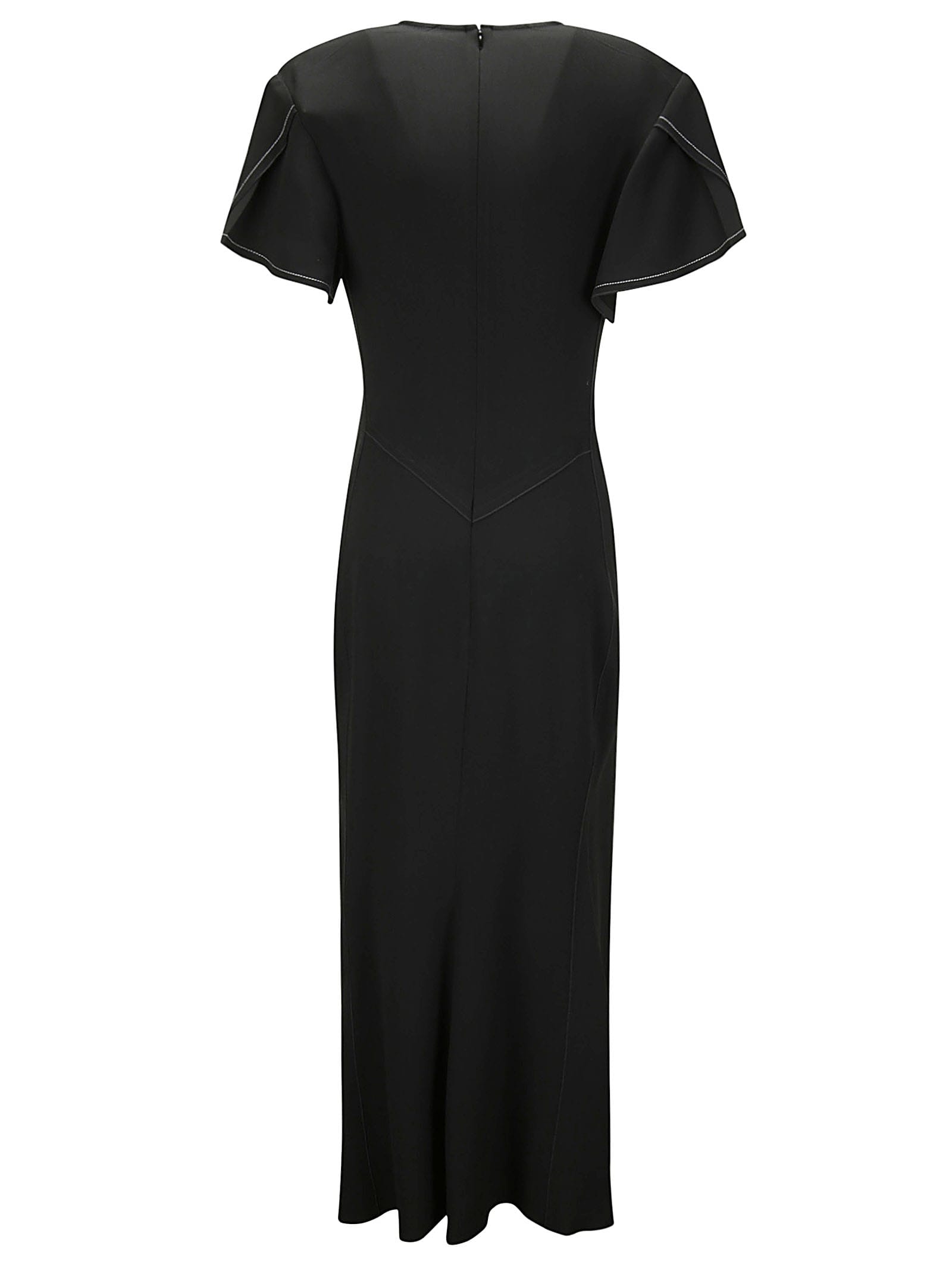 Shop Victoria Beckham Gathered V-neck Midi Dress In Black