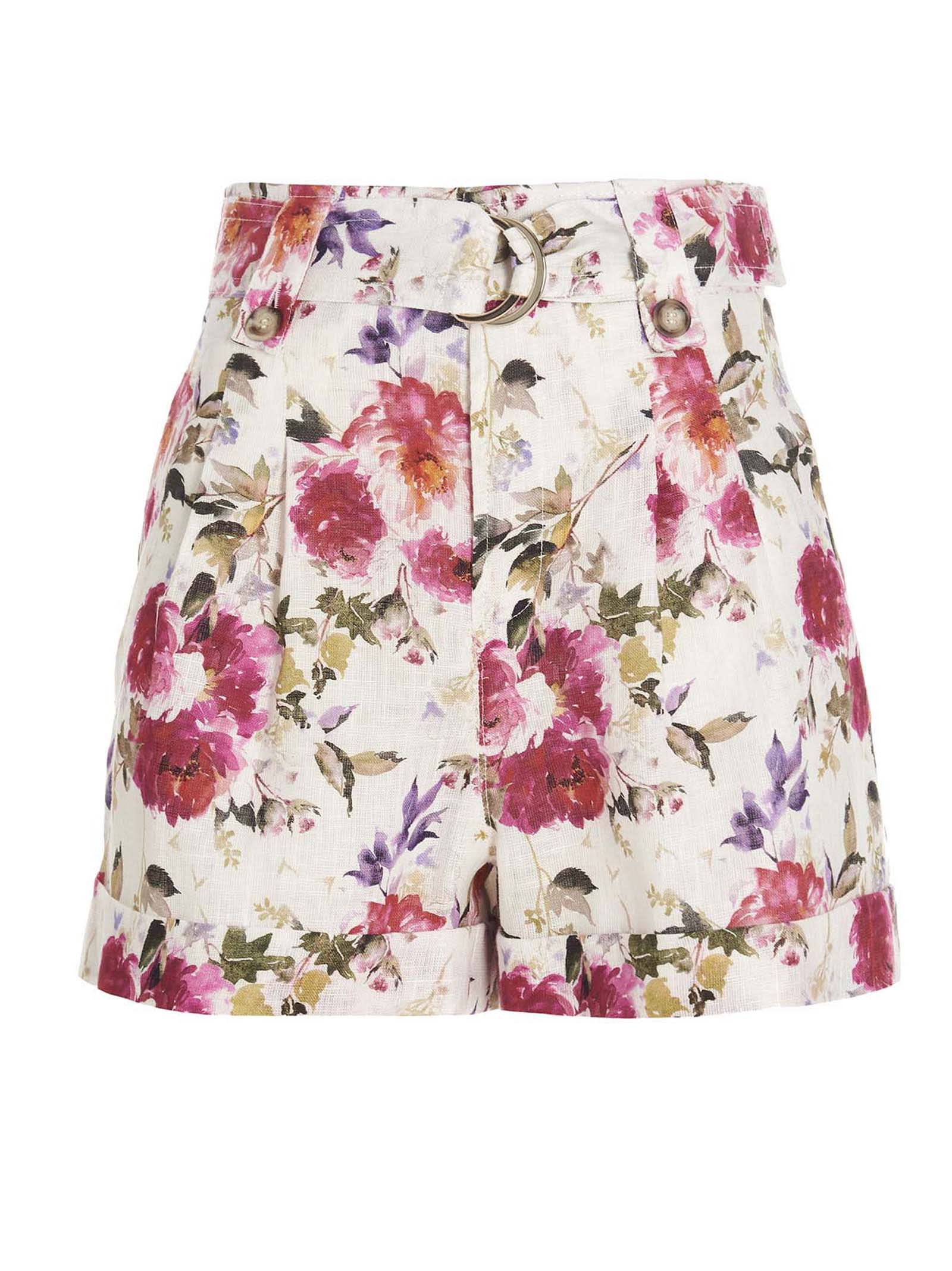 Liu-Jo Floral Print Linen Shorts