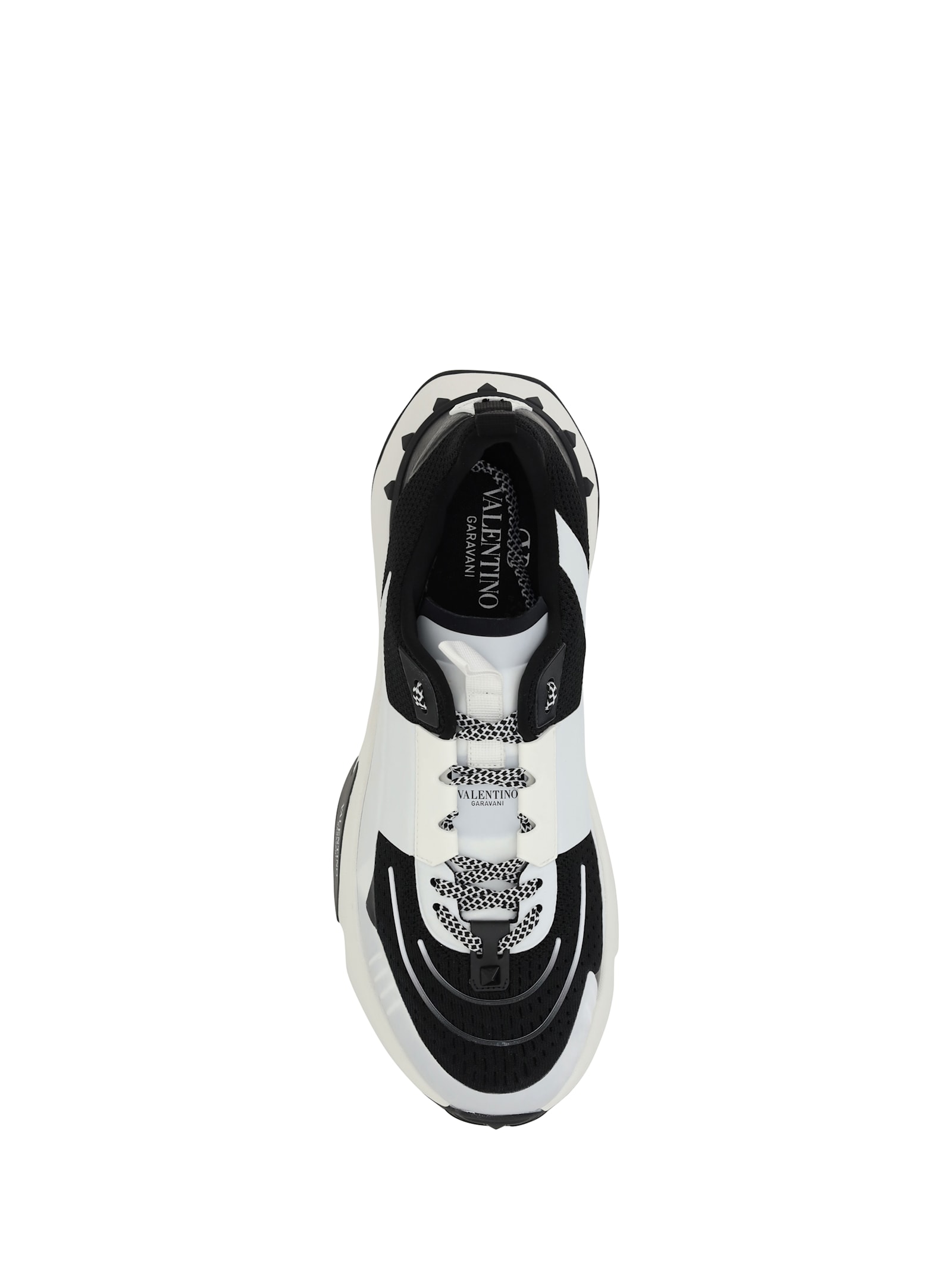 Valentino True Act Leather-trimmed Mesh And Rubber Sneakers In Nero-bianco/bianco-nero/bianco-nero/b-n