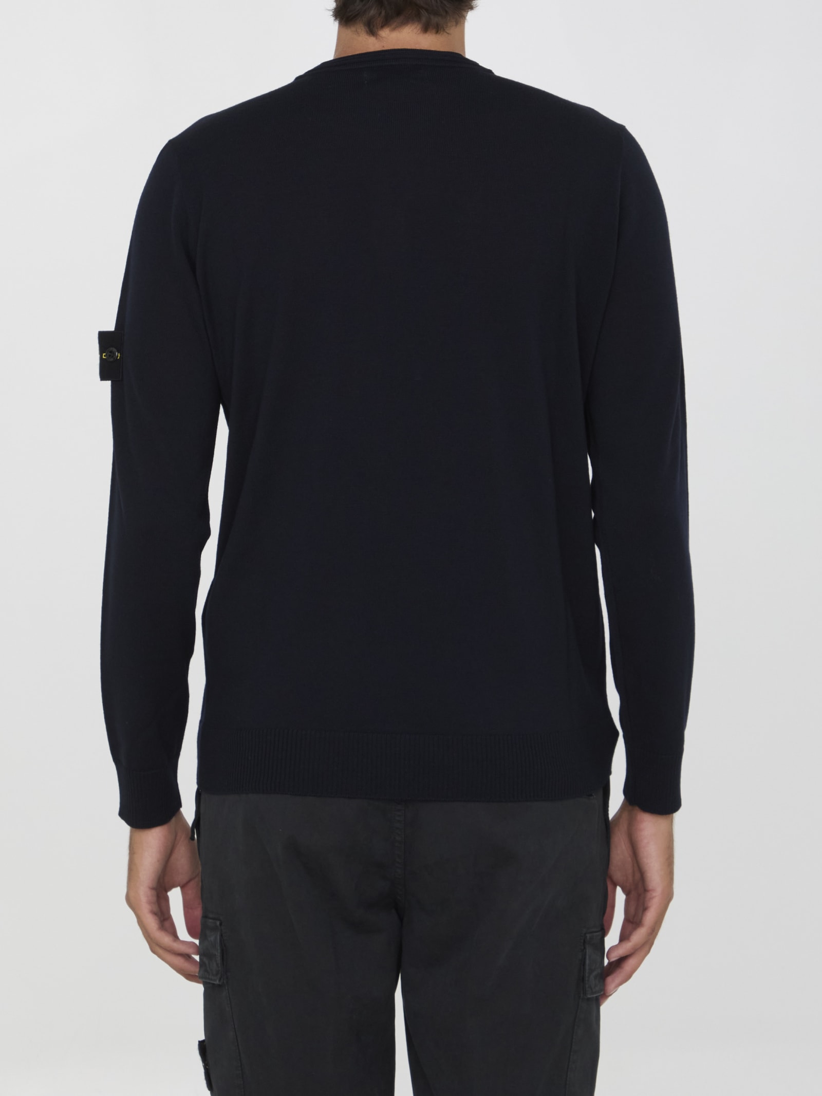 Shop Stone Island Wool Jumper In Bleu